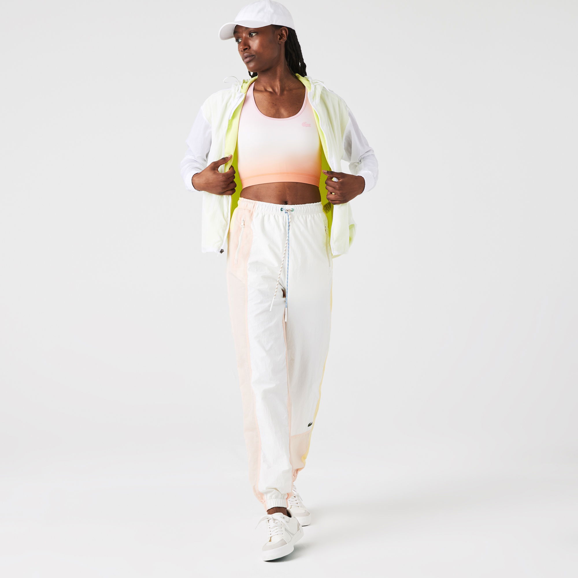 Lacoste L!VE Kadın Regular Fit Renk Bloklu Beyaz Eşofman Altı
