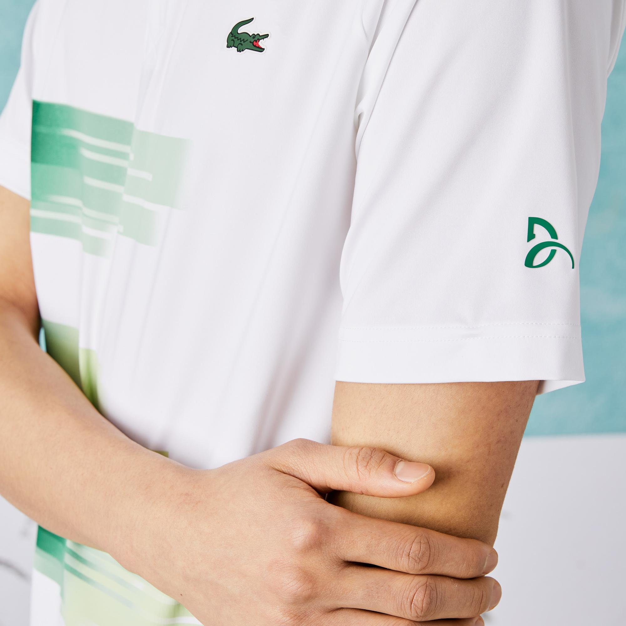 Lacoste SPORT x Novak Djokovic Erkek Regular Fit Desenli Beyaz Polo