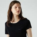Lacoste Kadın Relaxed Fit Kayık Yaka Siyah T-shirt