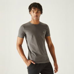 Lacoste Erkek Slim Fit Bisiklet Yaka Gri T-Shirt Gri