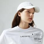 Lacoste SPORT Kadın Regular Fit Organik Pamuk Bisiklet Yaka Baskılı Beyaz T-Shirt