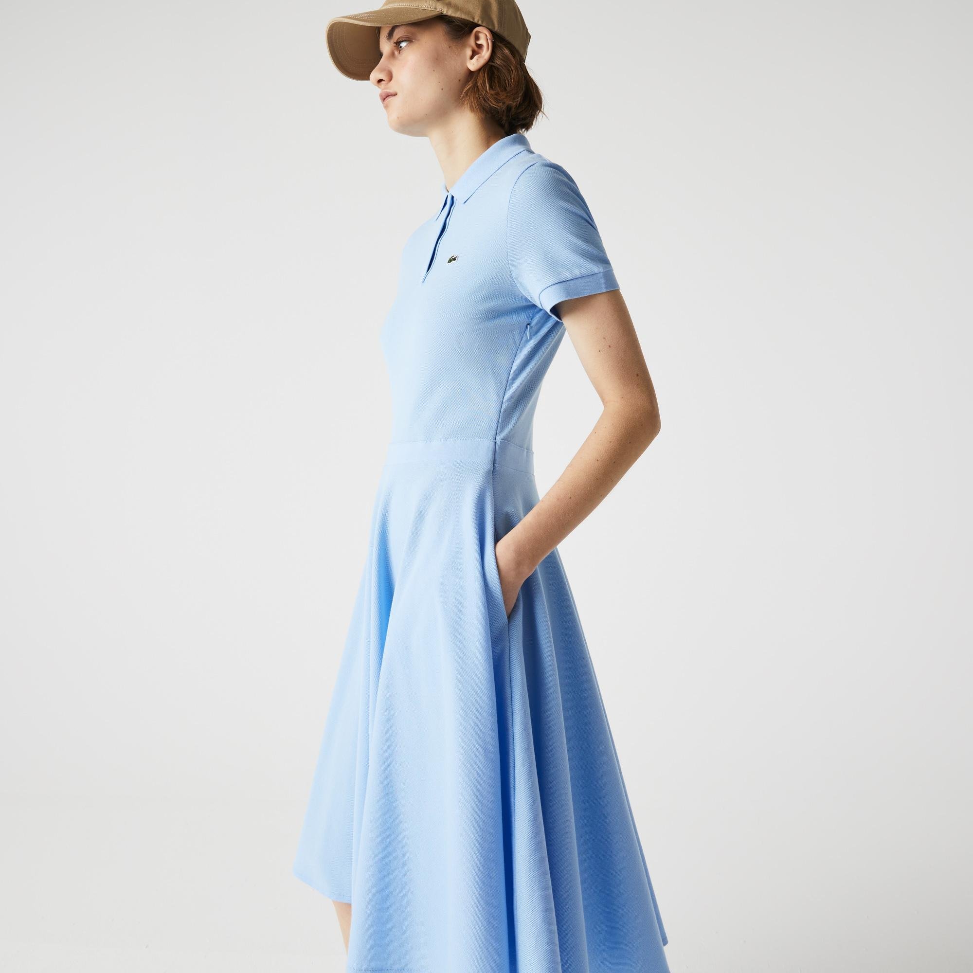 Lacoste Kadın Loose Fit Kısa Kollu Polo Yaka Mavi Elbise