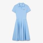 Lacoste Kadın Loose Fit Kısa Kollu Polo Yaka Mavi Elbise