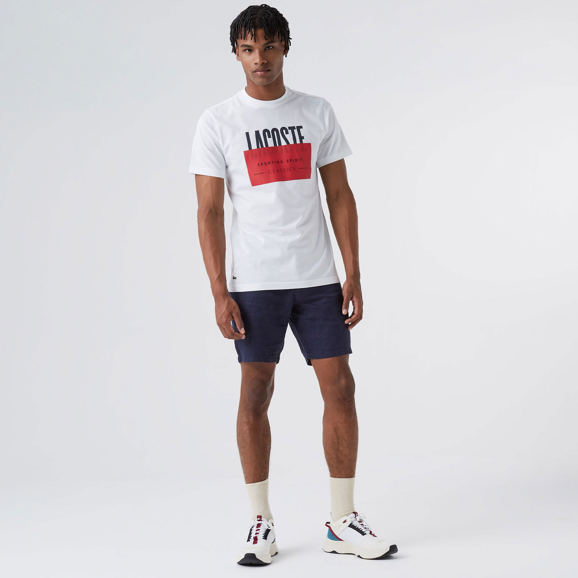 Lacoste Erkek Slim Fit Keten Lacivert Bermuda