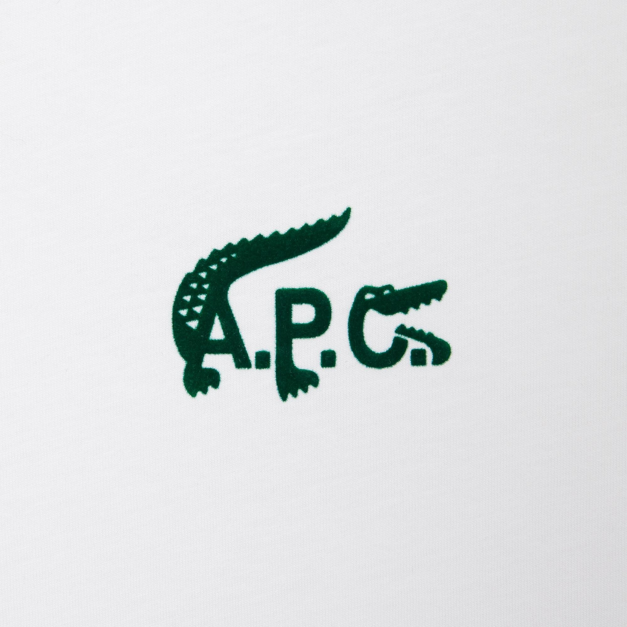 Lacoste X A.P.C Unisex Relaxed Fit Bisiklet Yaka Beyaz T-Shirt