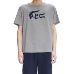 Lacoste X A.P.C Unisex Relaxed Fit Bisiklet Yaka Baskılı Gri T-Shirt