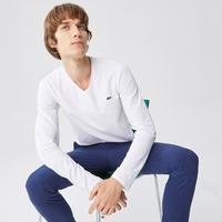 Lacoste Erkek Regular Fit Uzun Kollu V Yaka Beyaz T-Shirt001