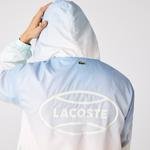 Lacoste L!VE Unisex Kapüşonlu Baskılı Mavi Ceket