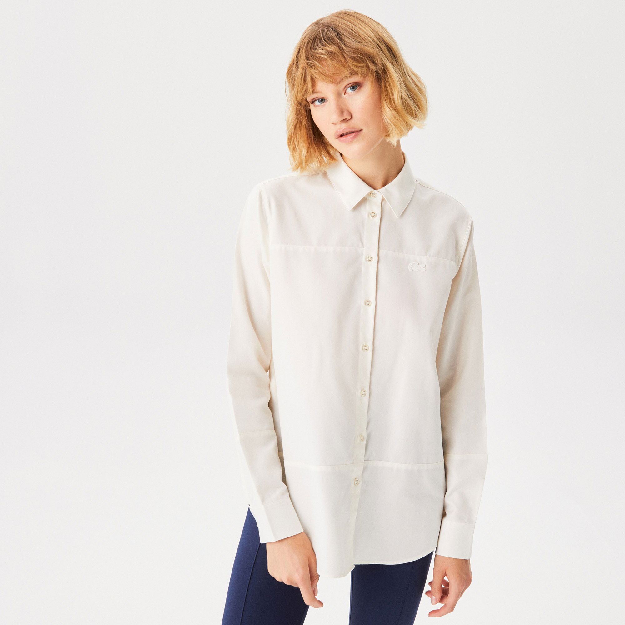 Lacoste Kadın Relaxed Fit Beyaz Gömlek