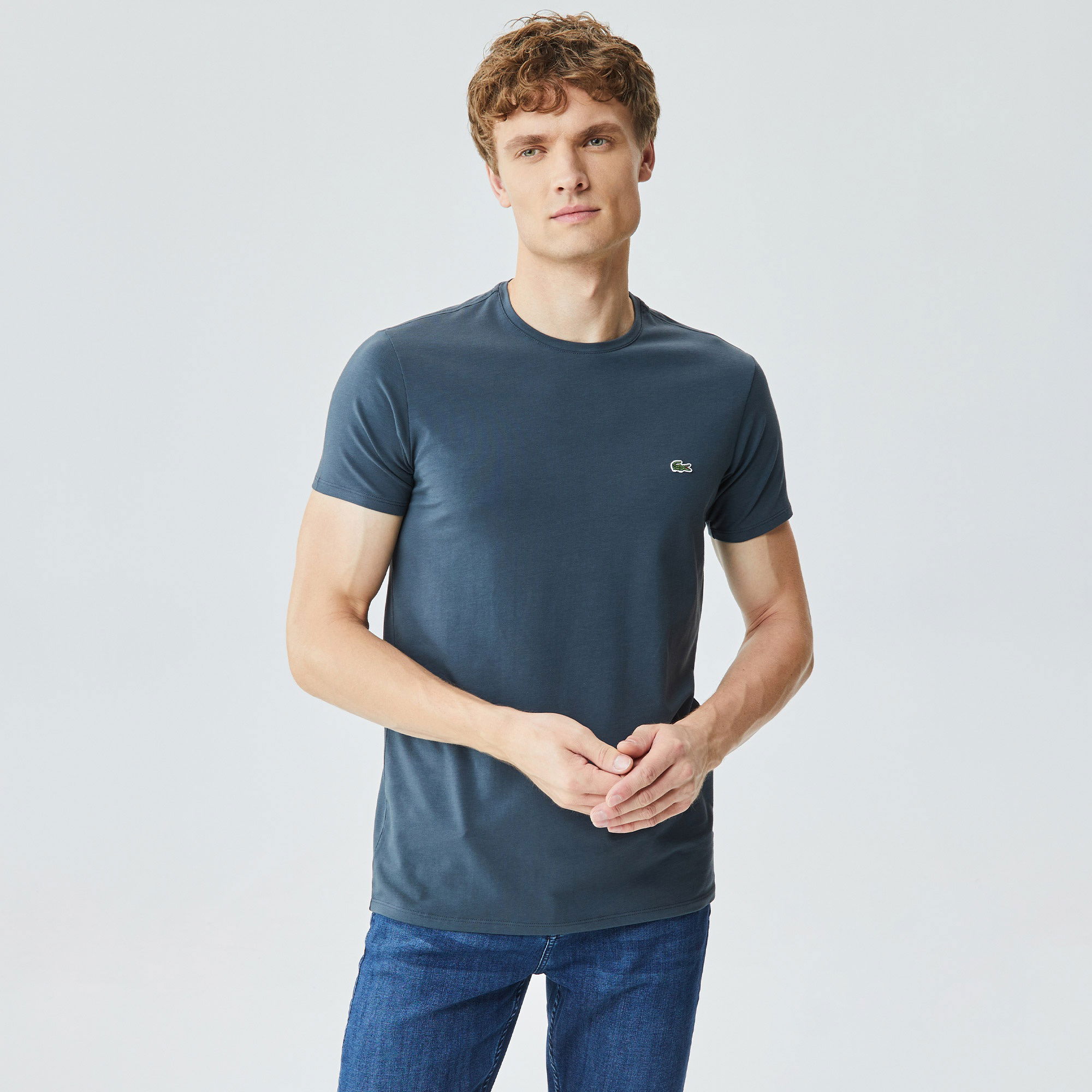 Lacoste Erkek Bisiklet Yaka Koyu Gri T-Shirt