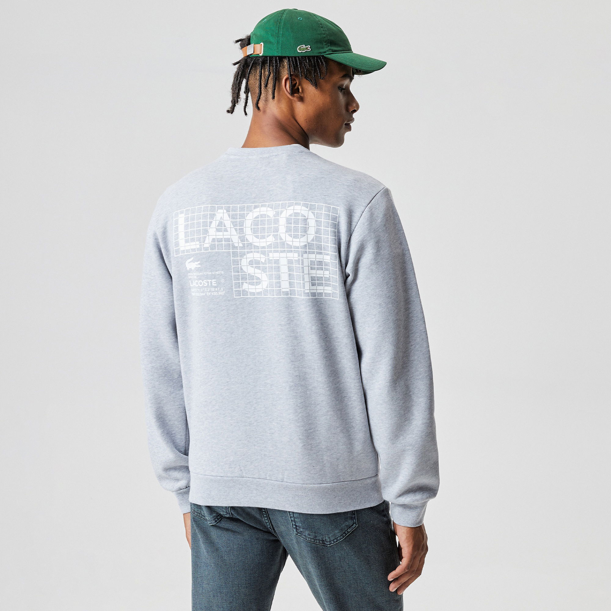 Lacoste Erkek Relaxed Fit Bisiklet Yaka Baskılı Gri Sweatshirt