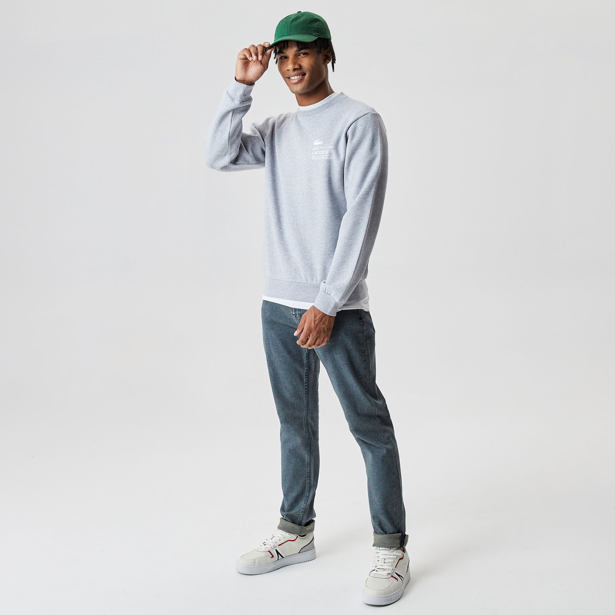 Lacoste Erkek Relaxed Fit Bisiklet Yaka Baskılı Gri Sweatshirt