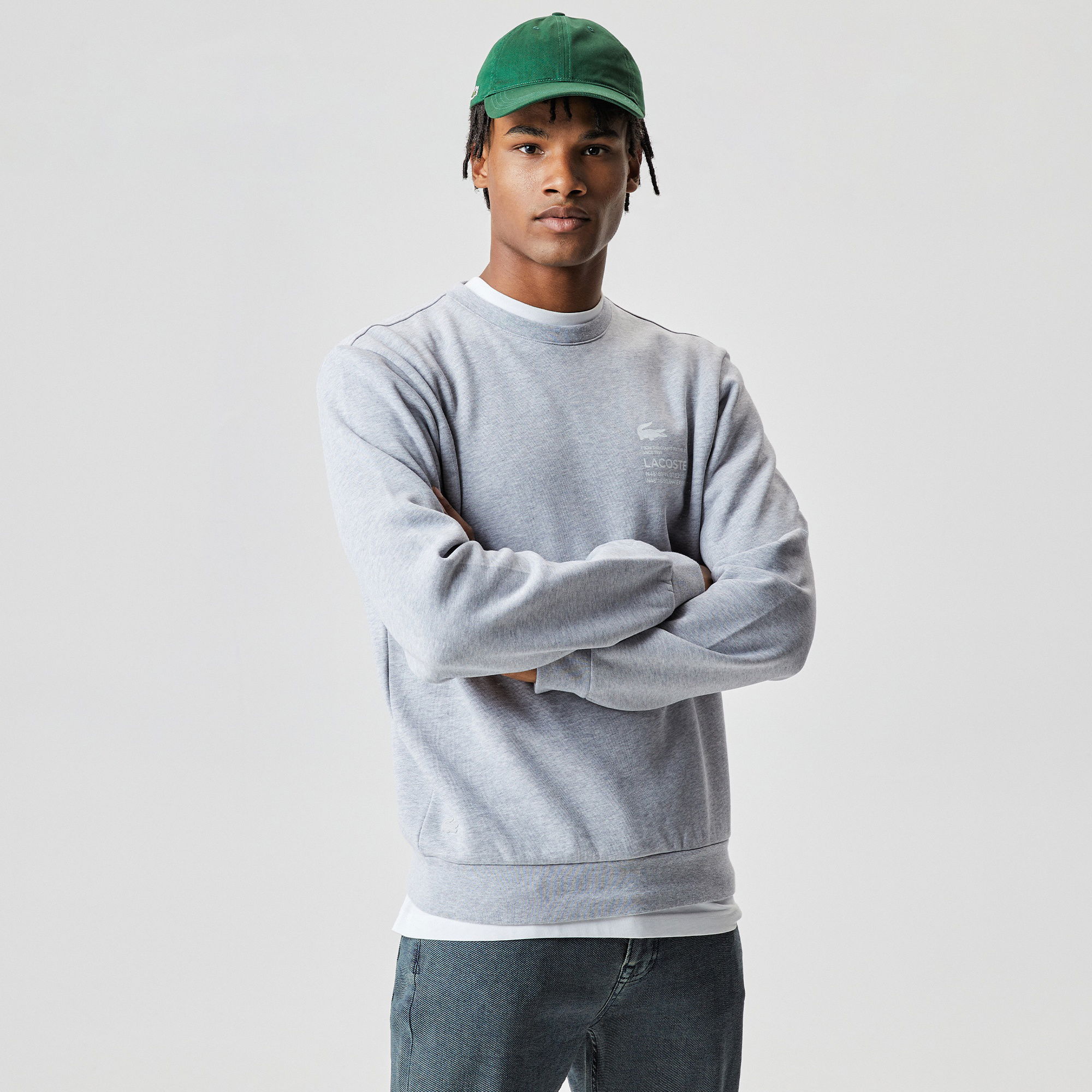 Lacoste Erkek Relaxed Fit Bisiklet Yaka Baskılı Gri Sweatshirt