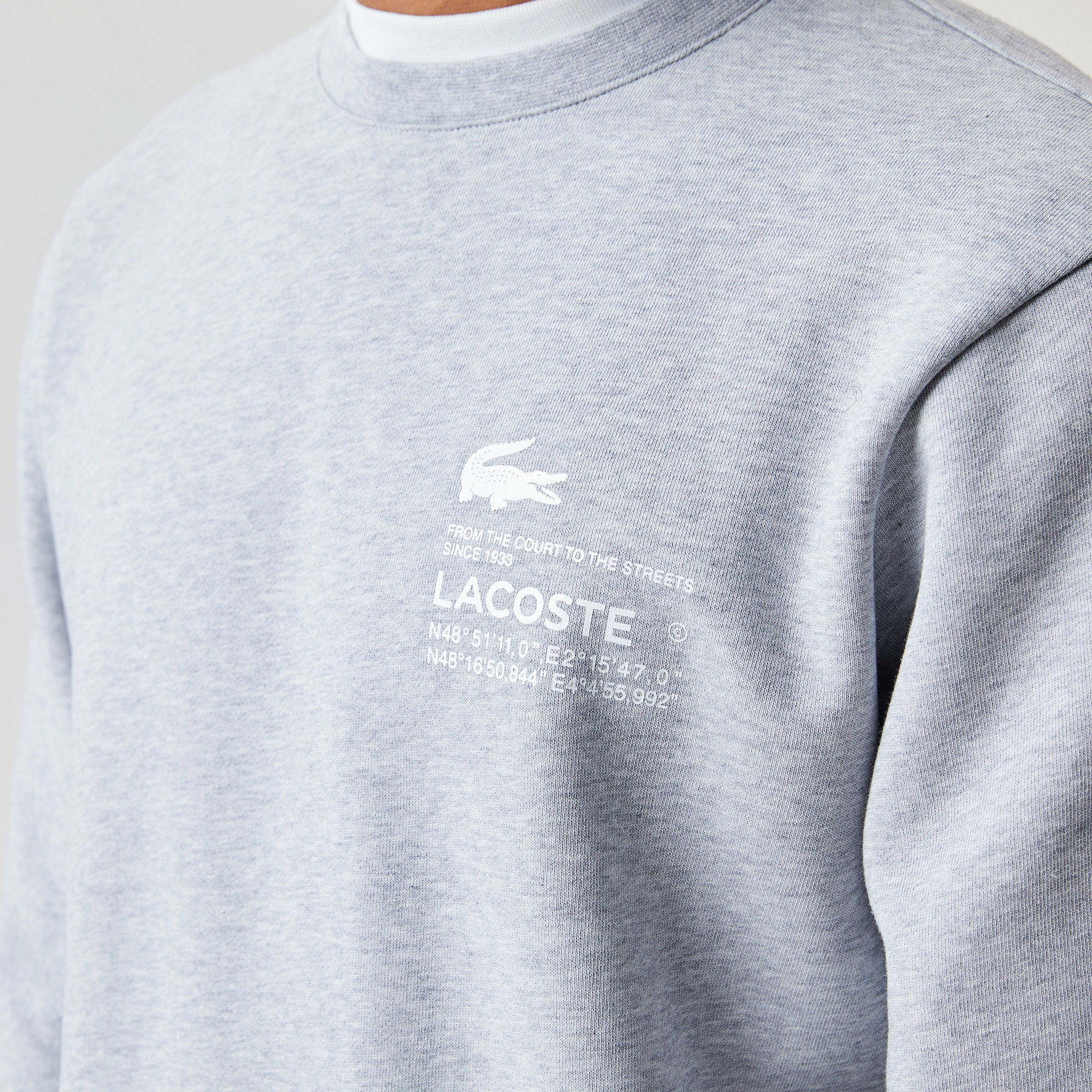 Lacoste Erkek Relaxed Fit Bisiklet Yaka Baskılı Gri Sweatshirt