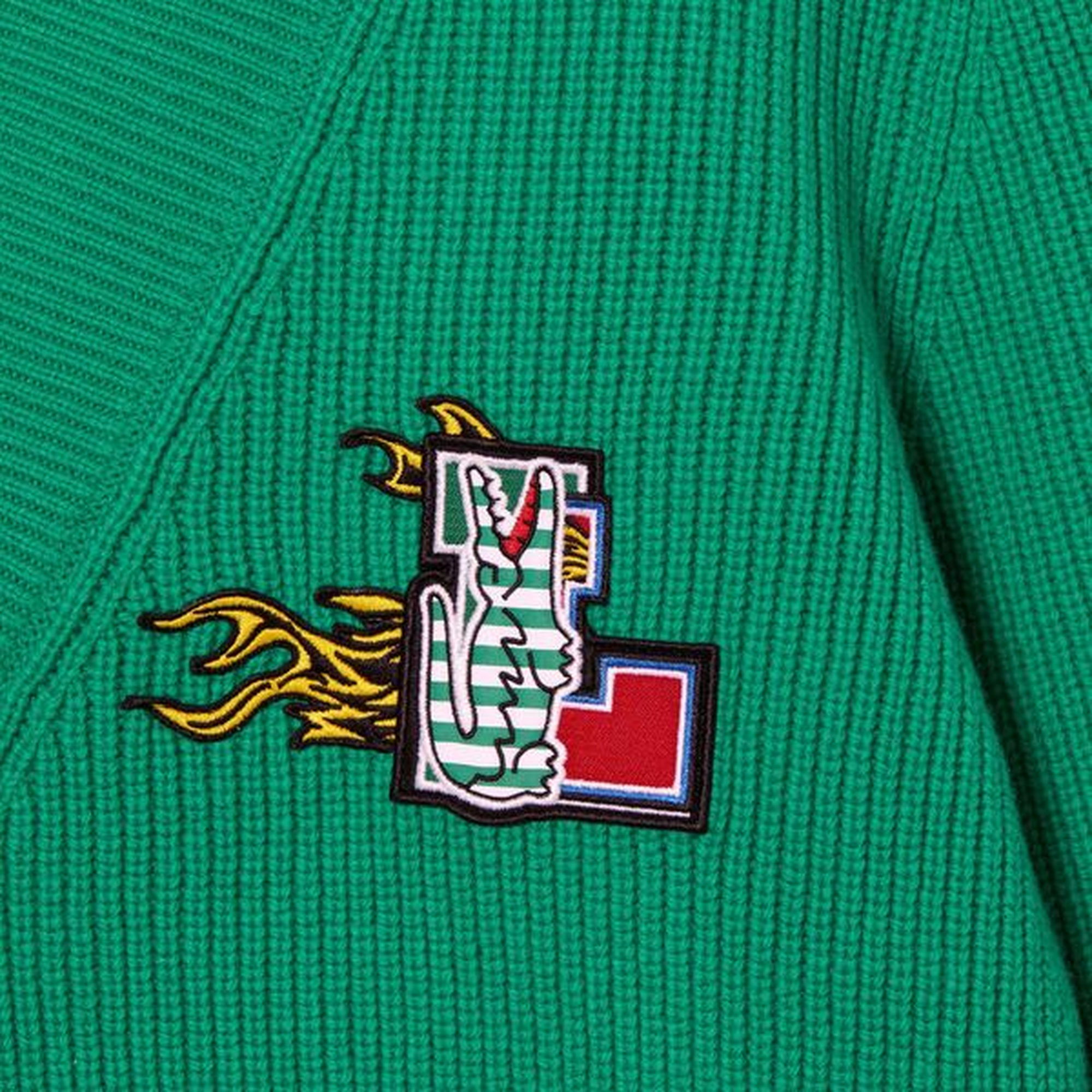 Lacoste Holiday Kadın V Yaka Yün Yeşil Kazak