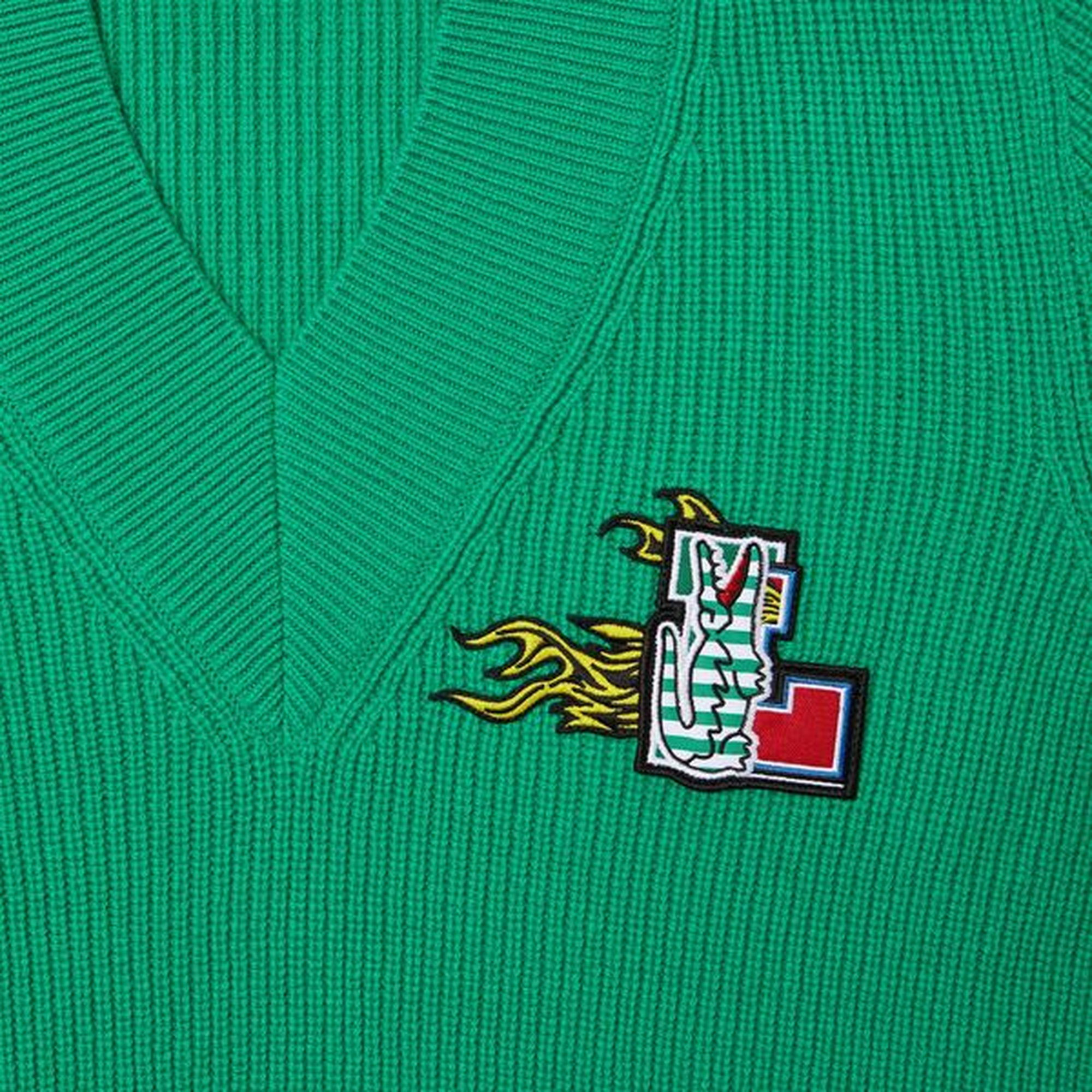 Lacoste Holiday Kadın V Yaka Yün Yeşil Kazak