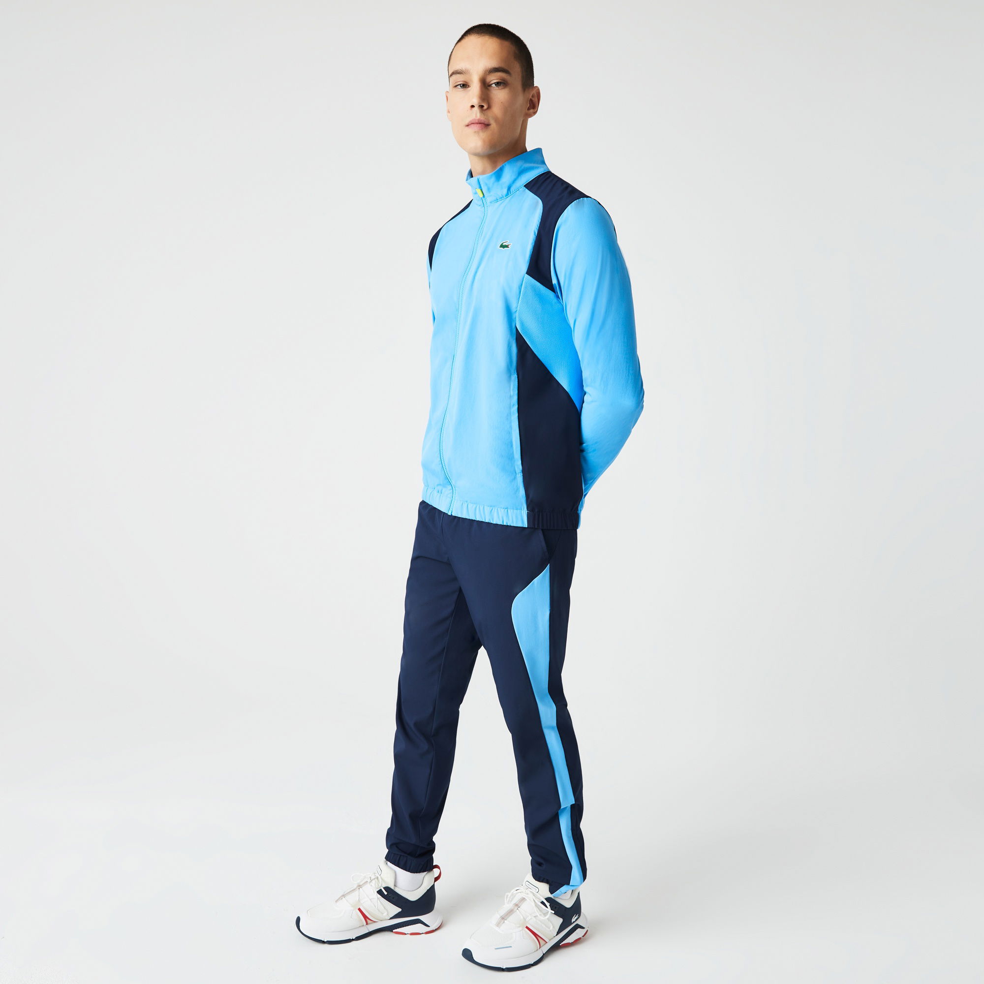 Lacoste SPORT Erkek Regular Fit Dik Yaka Renk Bloklu Mavi Eşofman Takımı