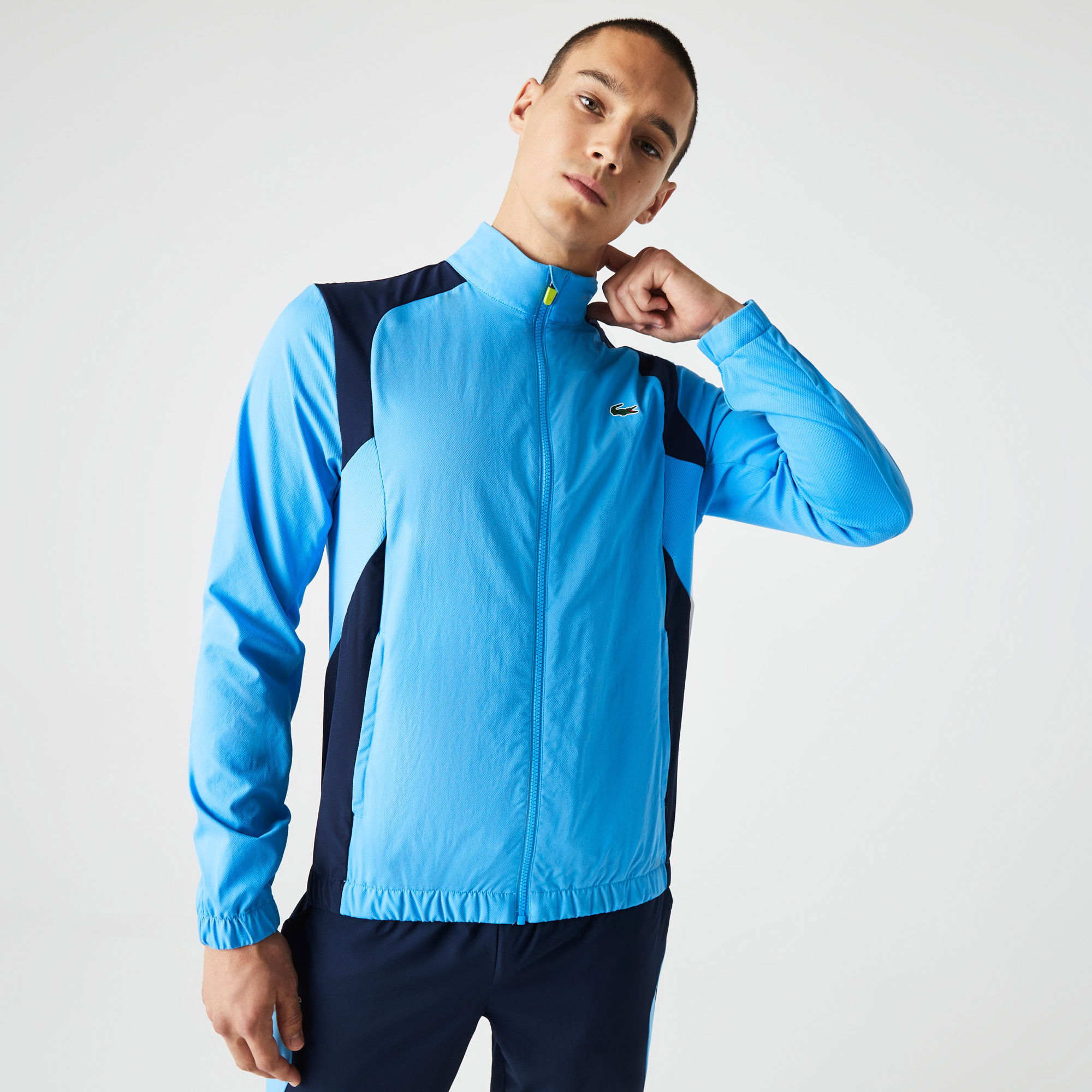 Lacoste SPORT Erkek Regular Fit Dik Yaka Renk Bloklu Mavi Eşofman Takımı