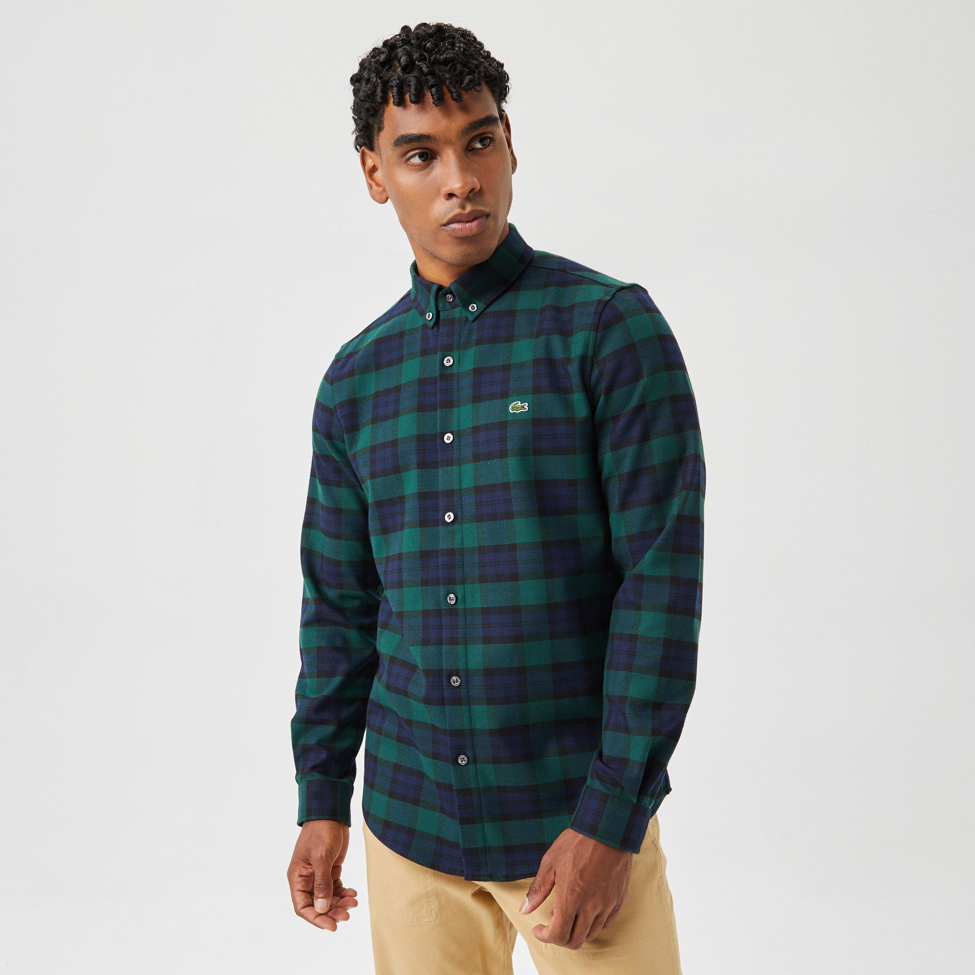 Lacoste Erkek Slim Fit Ekose Lacivert Gömlek