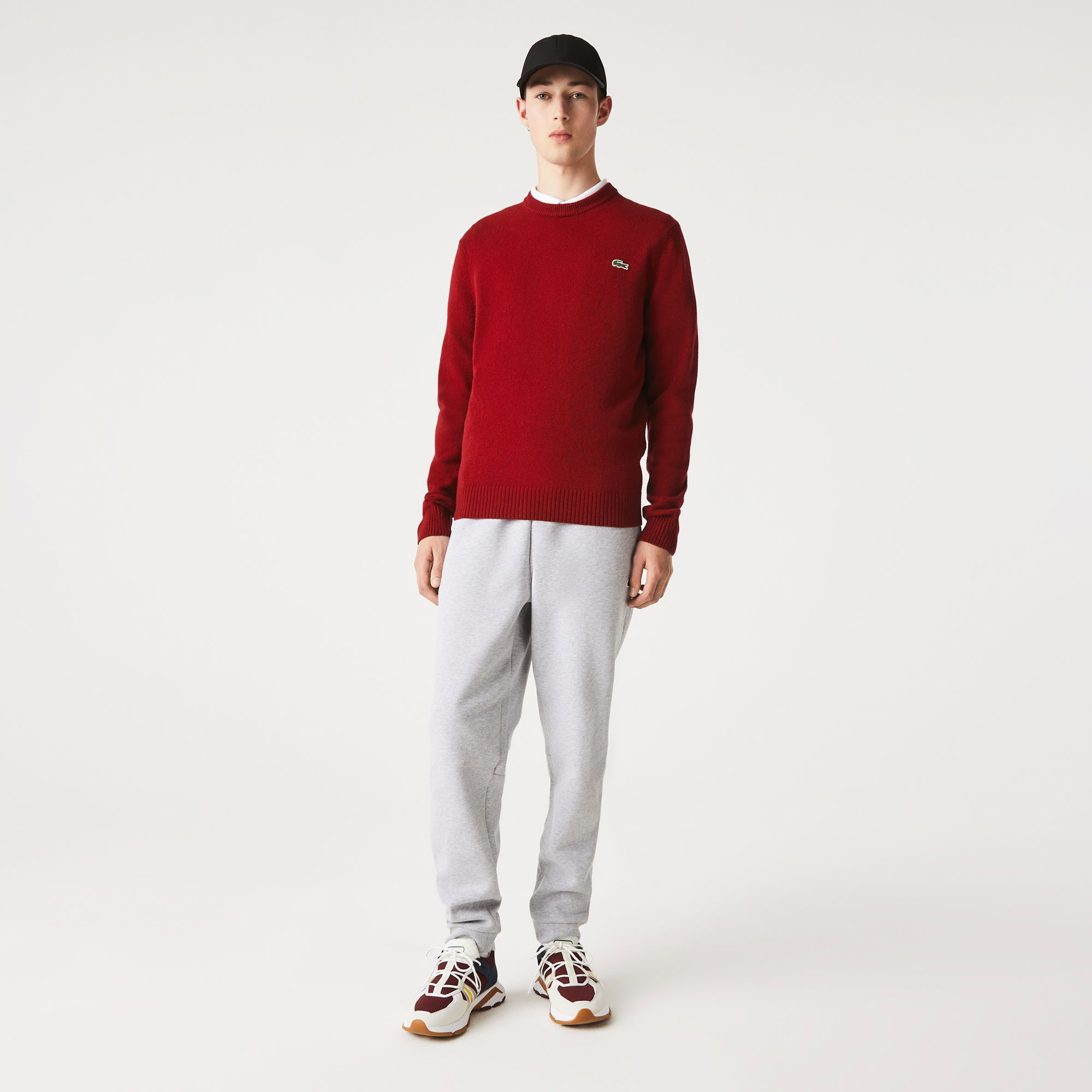 Lacoste Erkek Bisiklet Yaka Yün Bordo Kazak