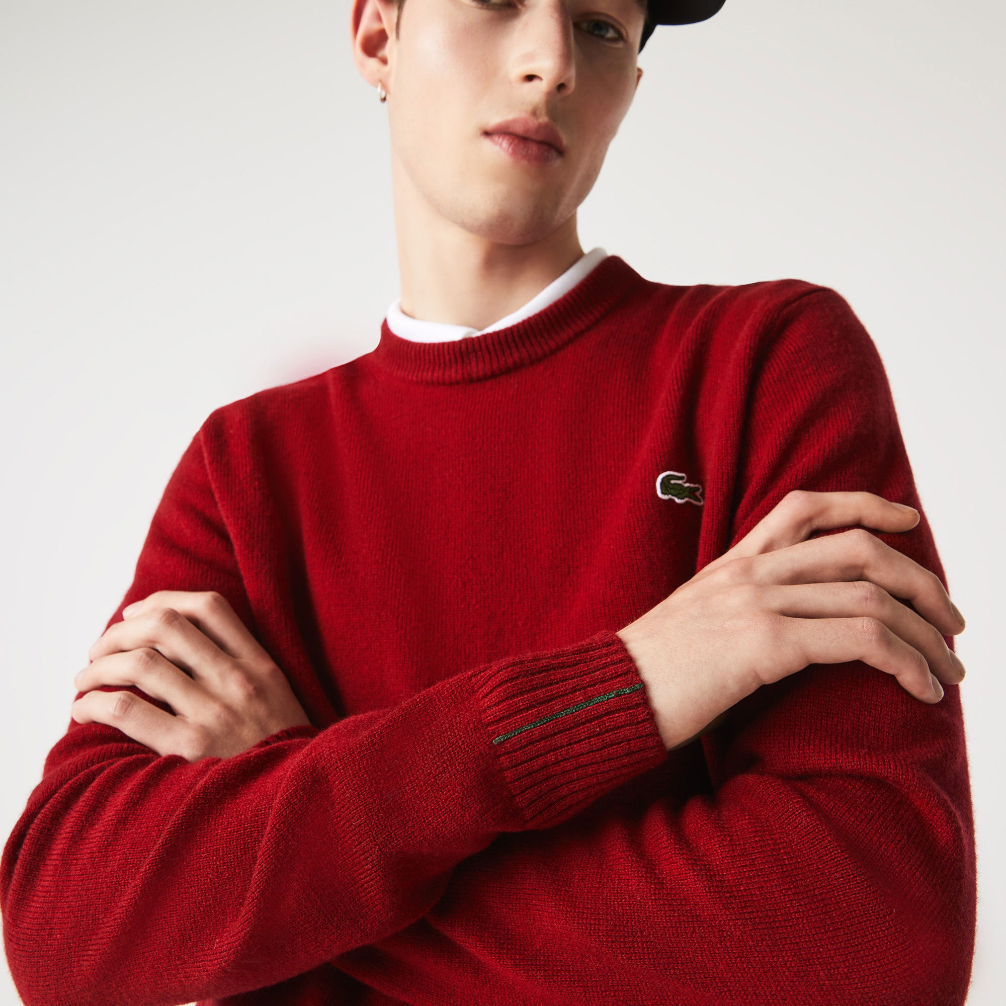 Lacoste Erkek Bisiklet Yaka Yün Bordo Kazak