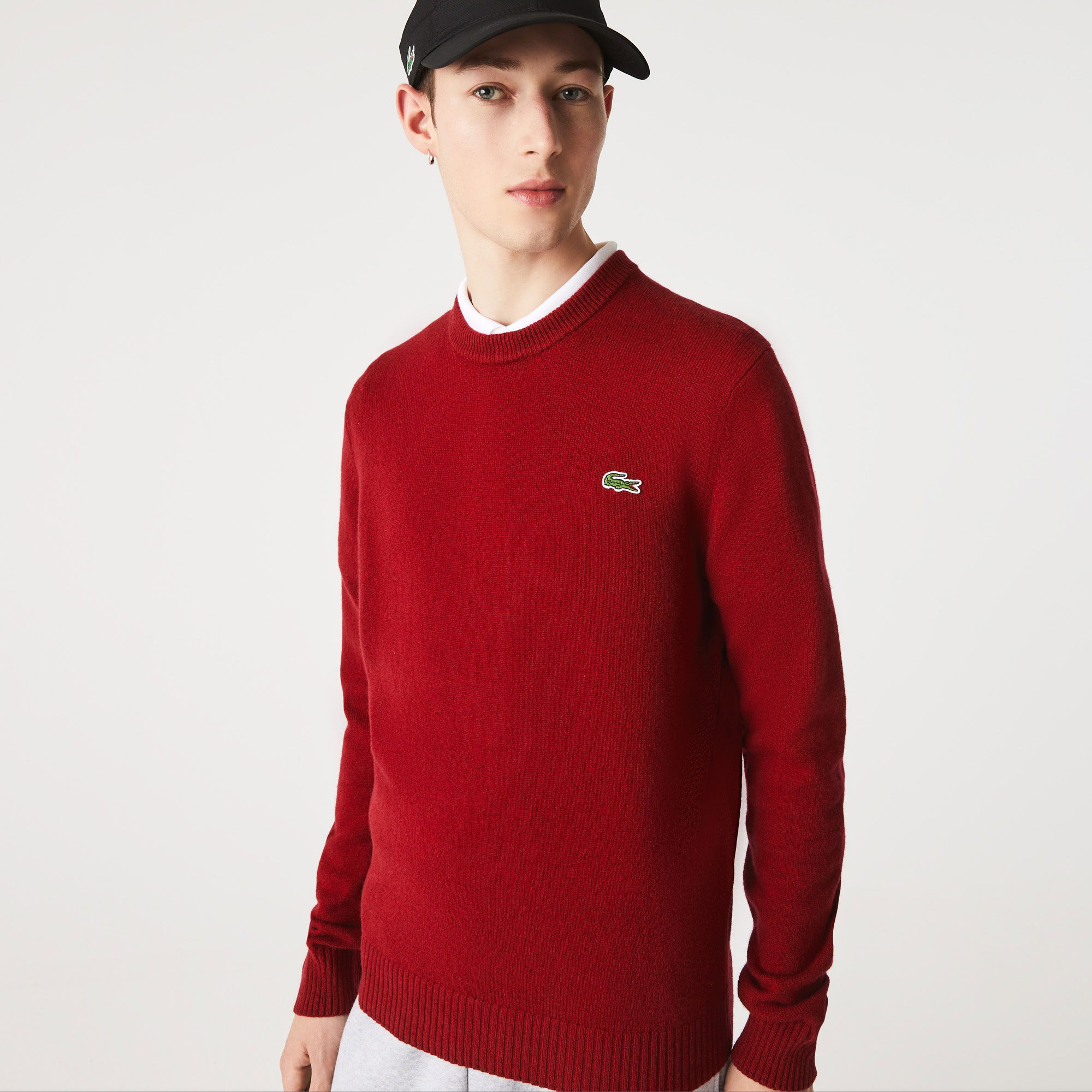 Lacoste Erkek Bisiklet Yaka Yün Bordo Kazak