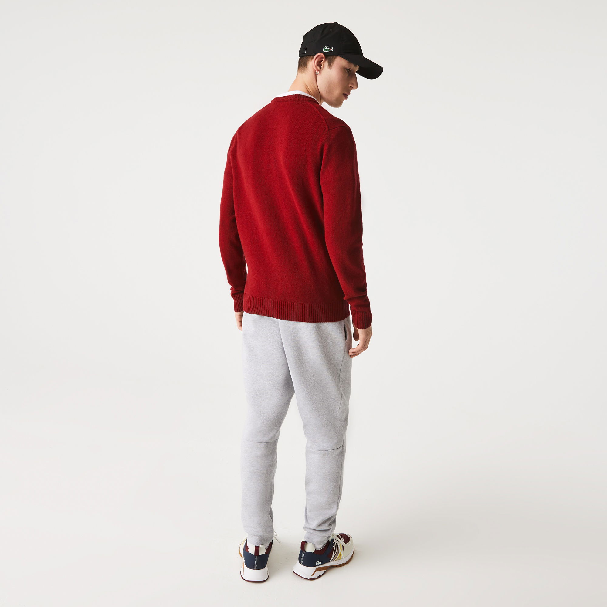 Lacoste Erkek Bisiklet Yaka Yün Bordo Kazak