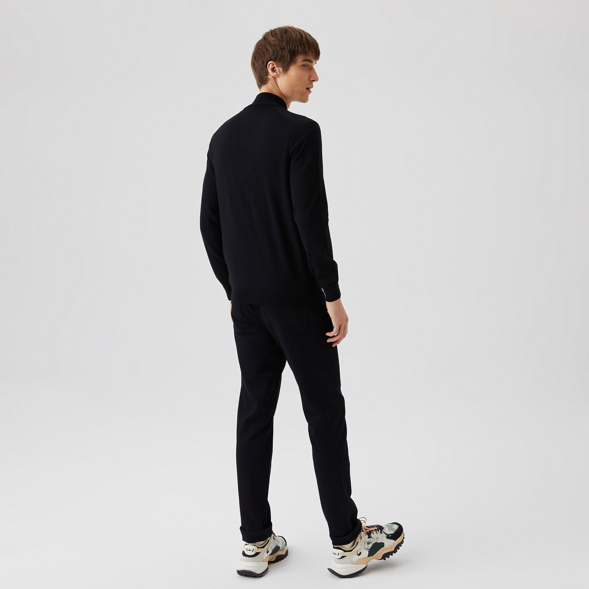 Lacoste Erkek Boğazlı Yaka Fermuarlı Siyah Kazak