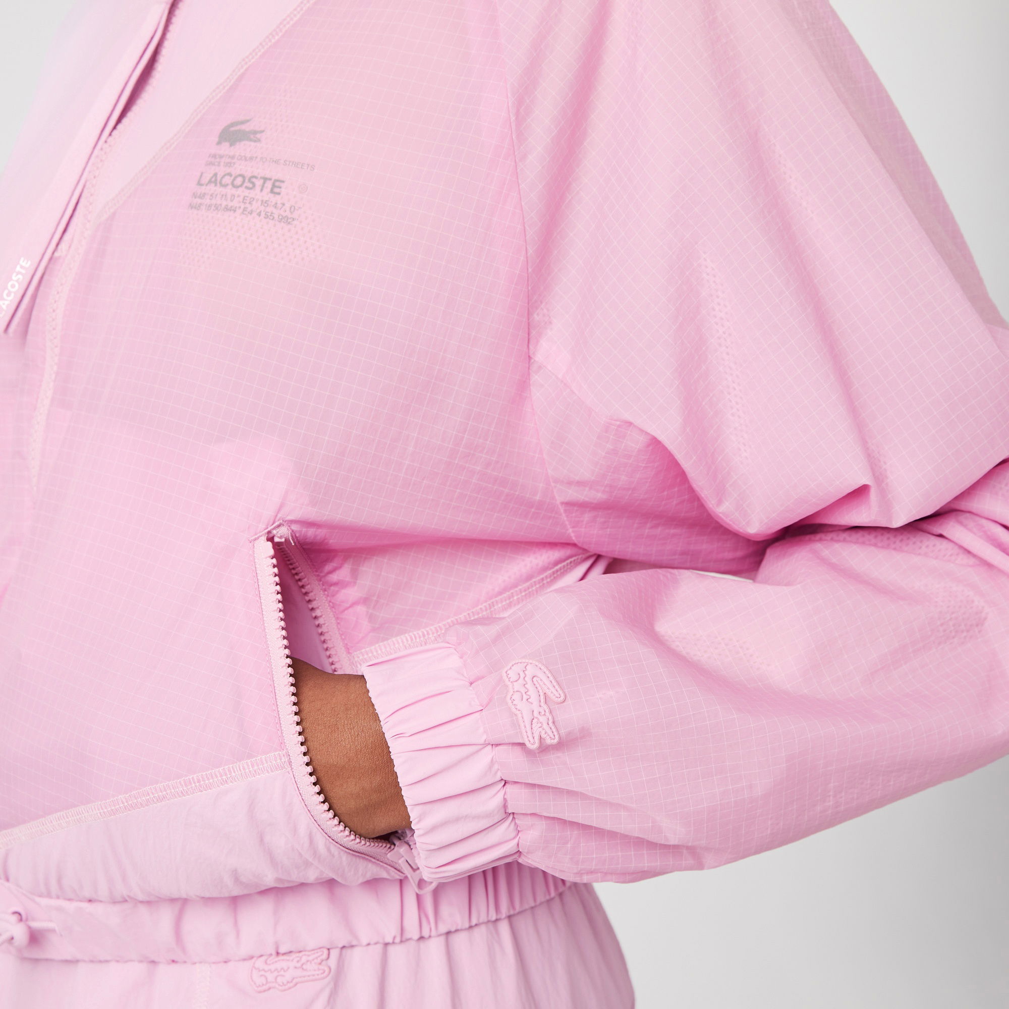Lacoste Active Kadın Dik Yaka Baskılı Pembe Mont