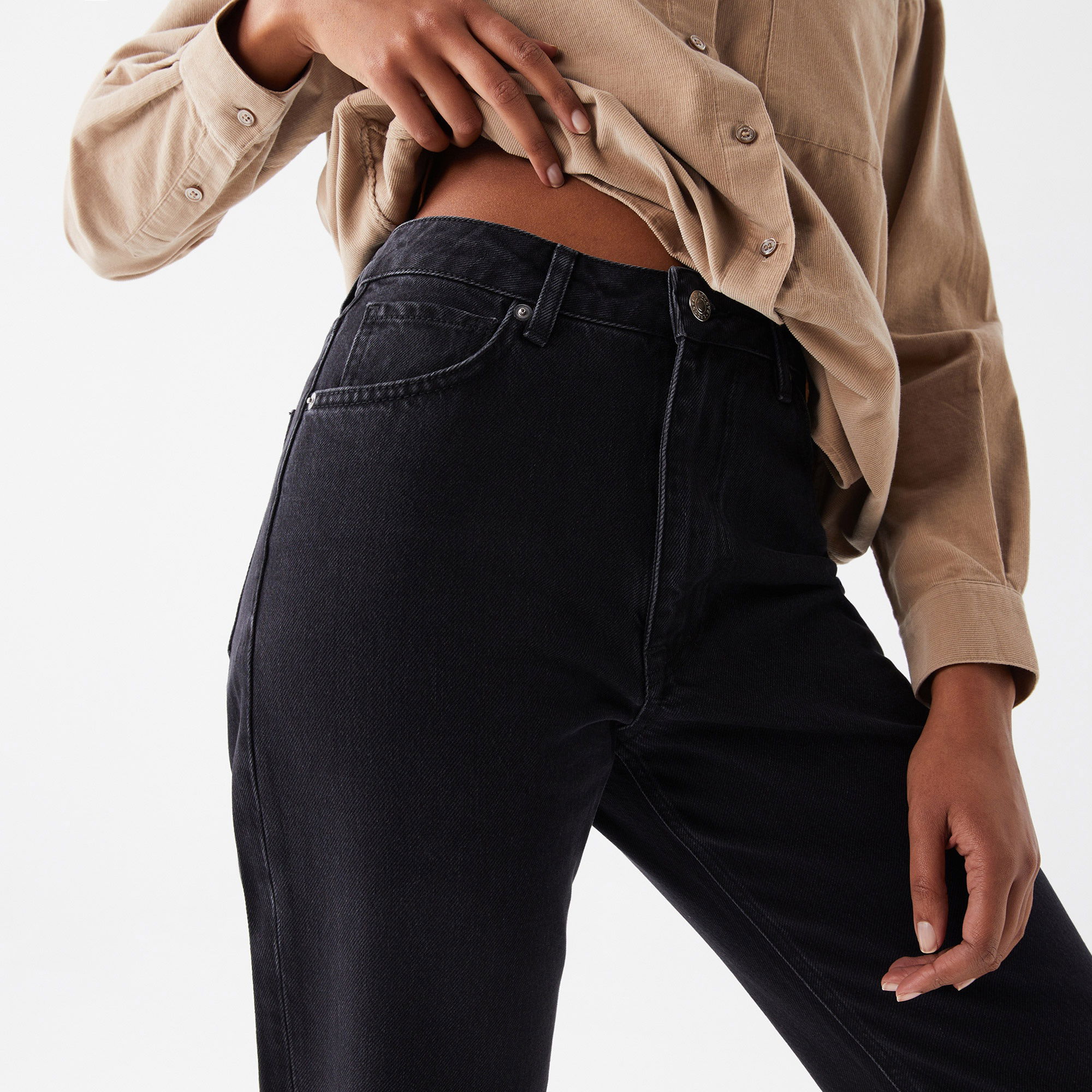 Lacoste Kadın Straight Fit Denim Siyah Pantolon