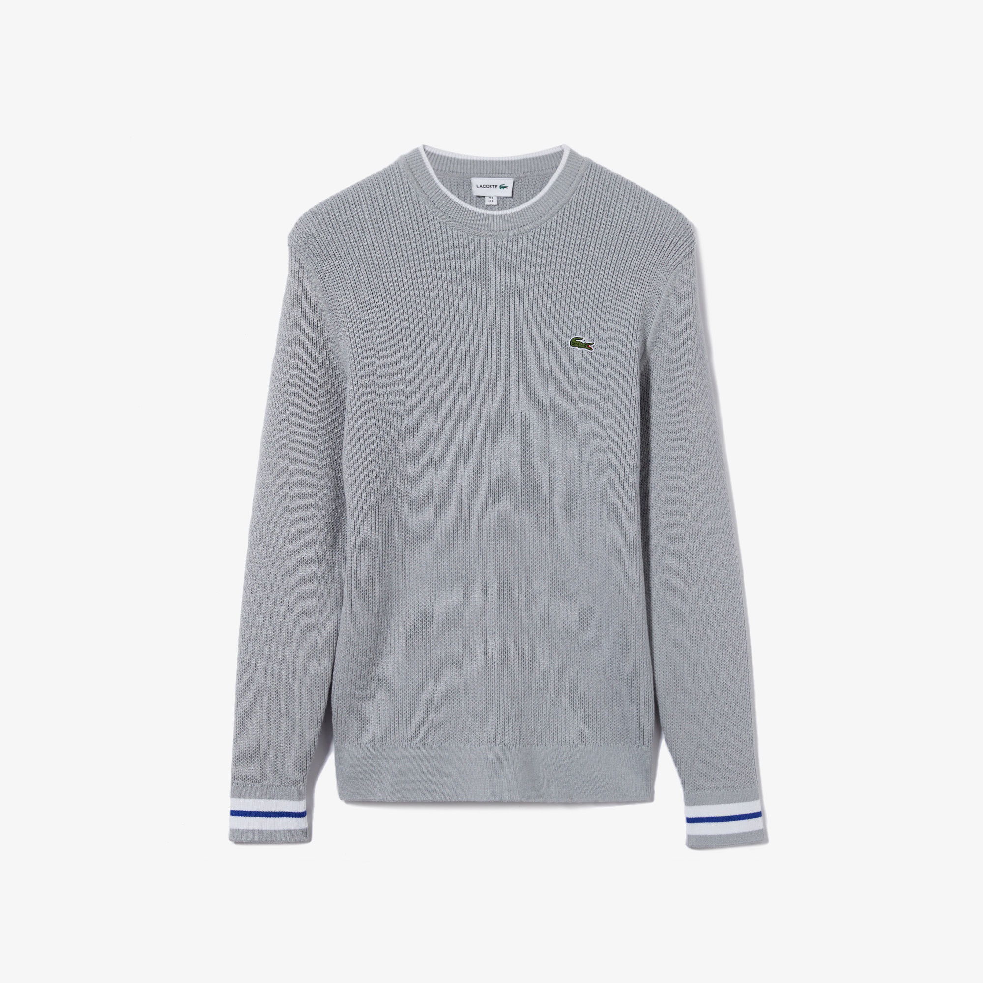 Lacoste Erkek Bisiklet Yaka Çizgili Gri Kazak