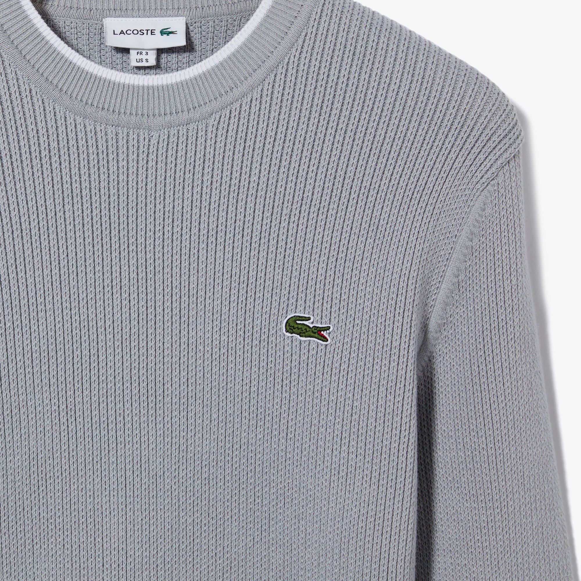 Lacoste Erkek Bisiklet Yaka Çizgili Gri Kazak