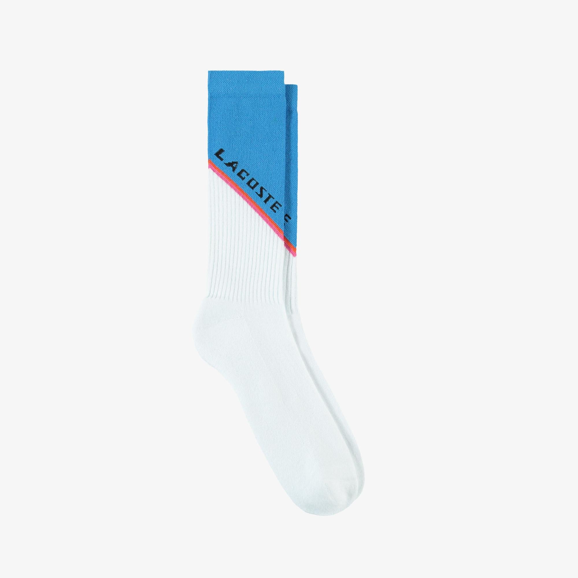 Lacoste Unisex Renk Bloklu Beyaz Çorap
