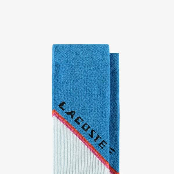 Lacoste Unisex Renk Bloklu Beyaz Uzun Çorap