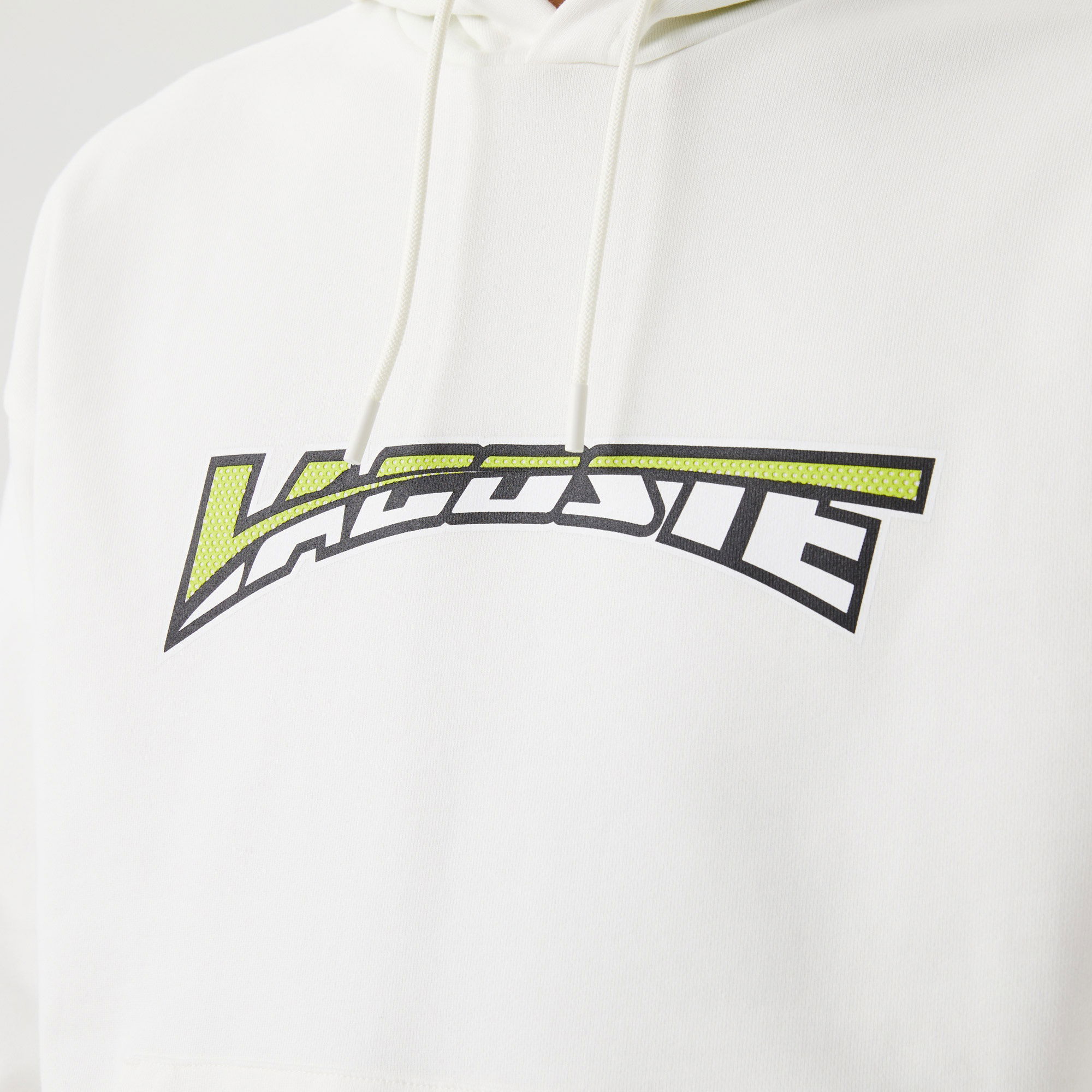 Lacoste Erkek Relaxed Fit Kapüşonlu Baskılı Beyaz Sweatshirt