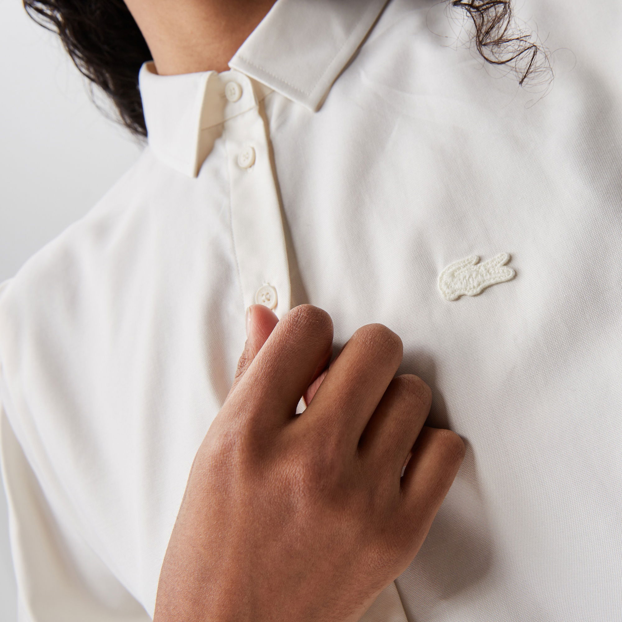 Lacoste Kadın Relaxed Fit Ekru Gömlek