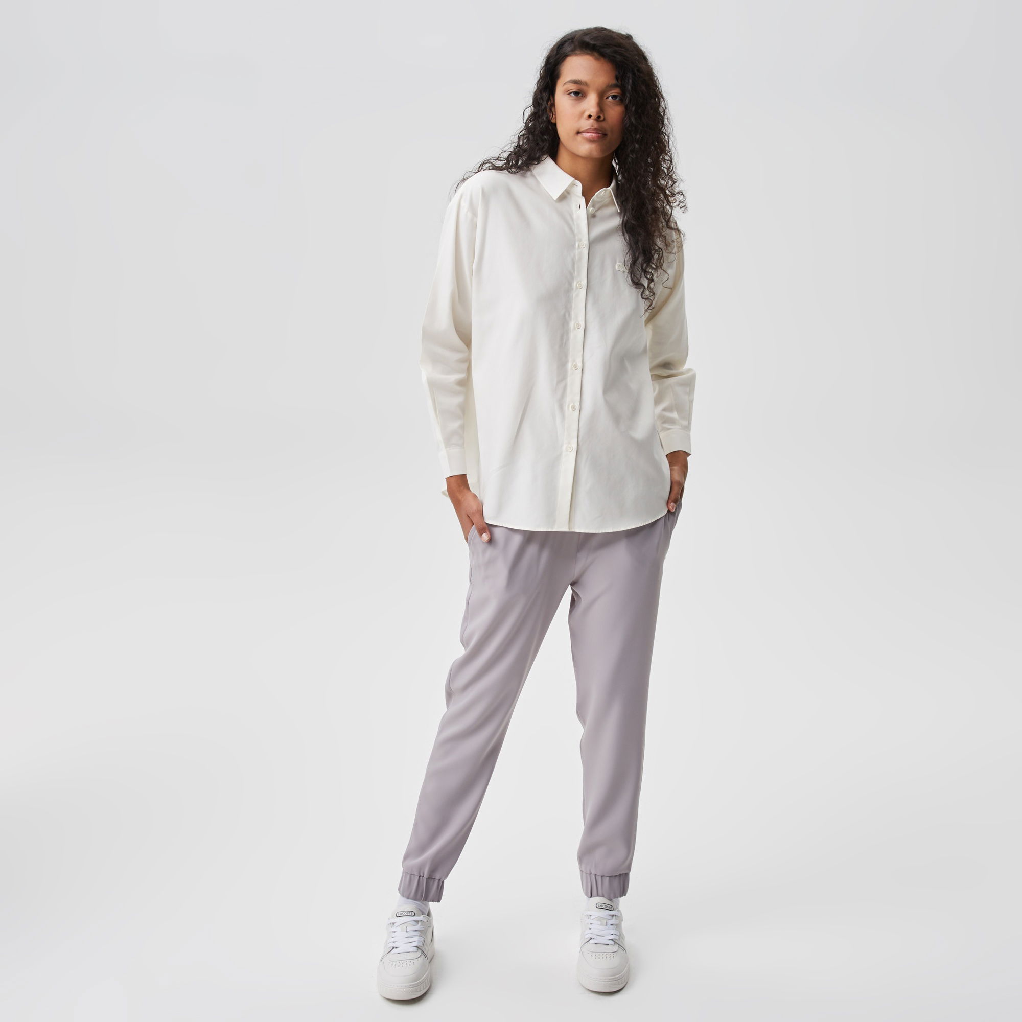 Lacoste Kadın Relaxed Fit Ekru Gömlek