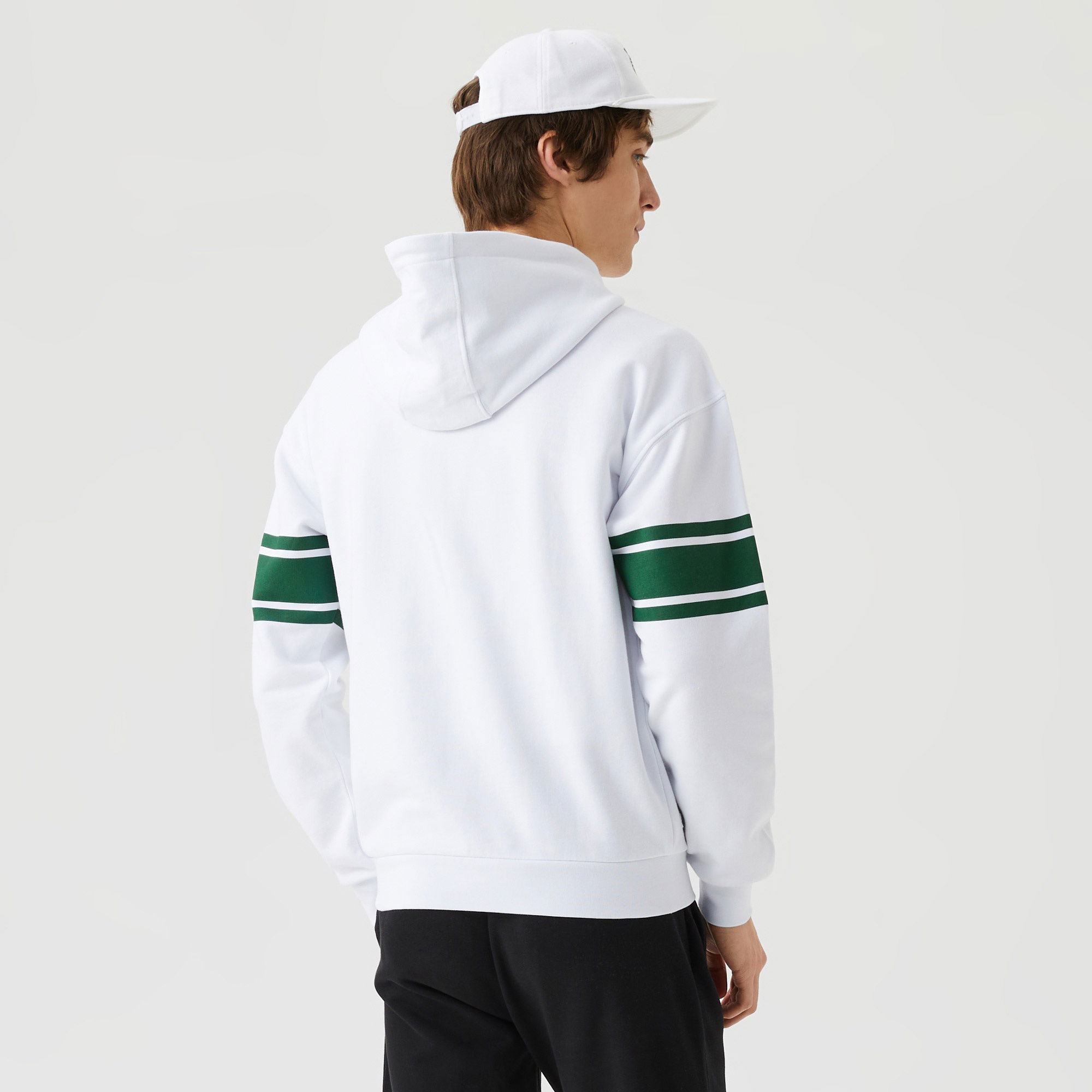 Lacoste Erkek Kapüşonlu Baskılı Beyaz Sweatshirt