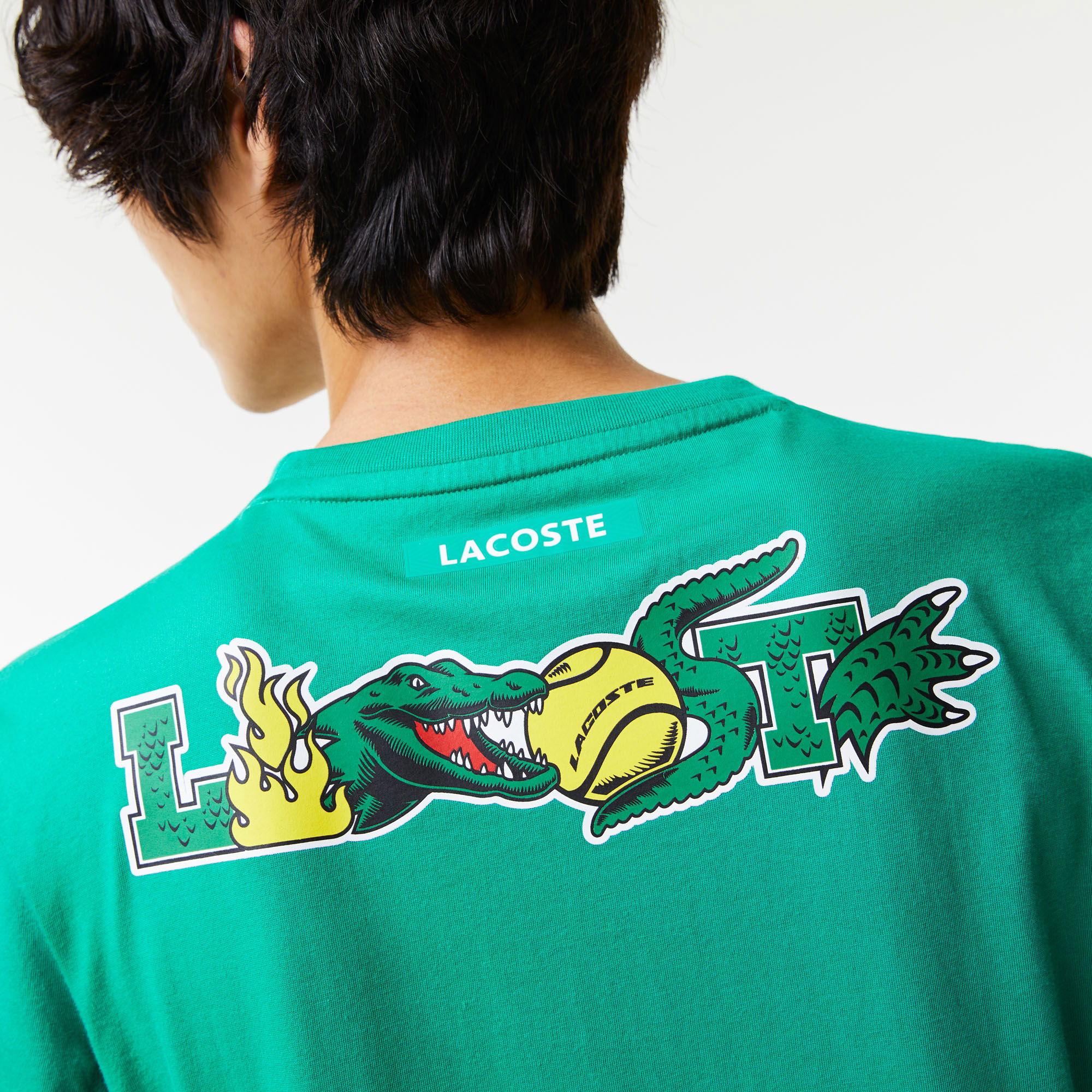 Lacoste SPORT Erkek Regular Fit Bisiklet Yaka Baskılı Yeşil T-Shirt