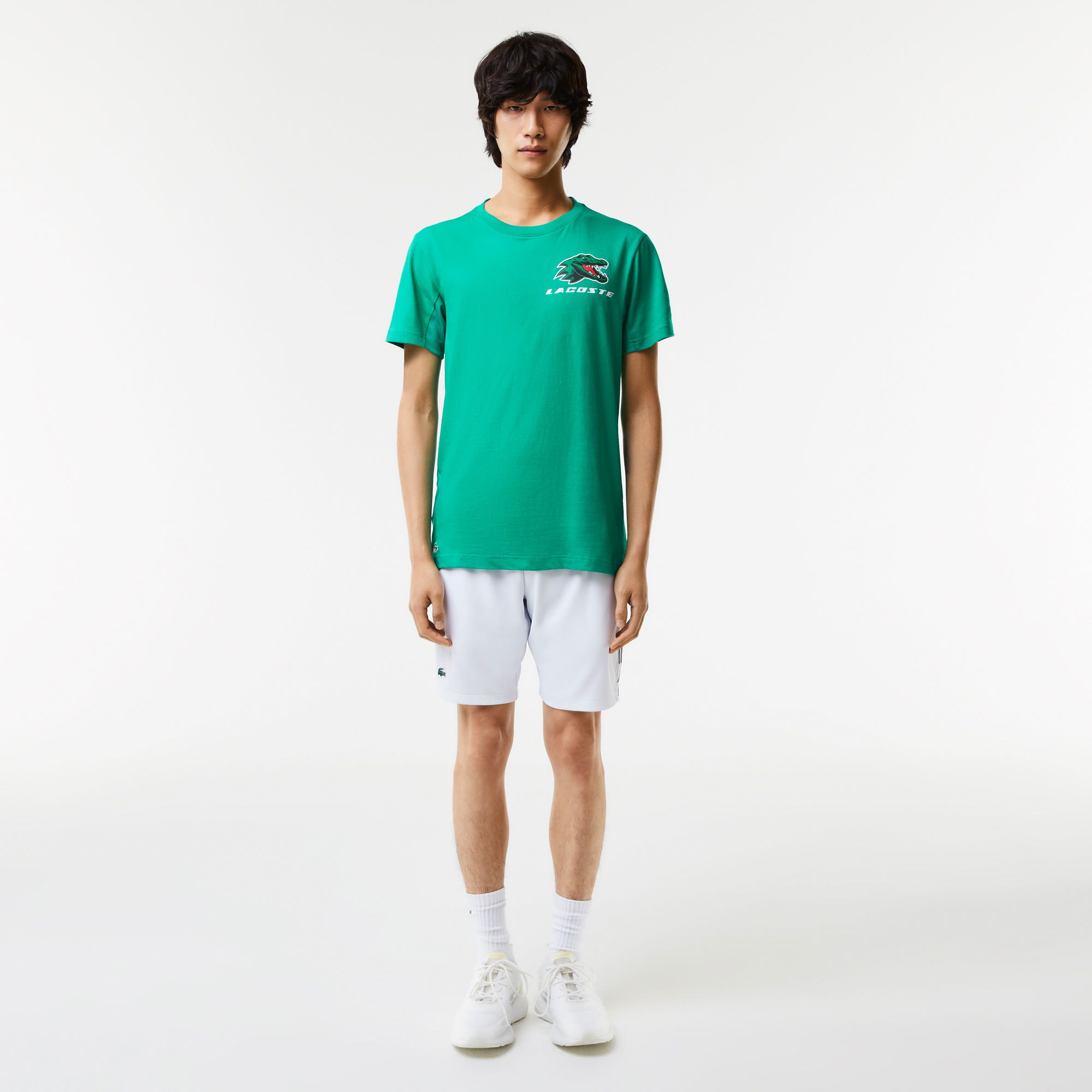 Lacoste SPORT Erkek Regular Fit Bisiklet Yaka Baskılı Yeşil T-Shirt