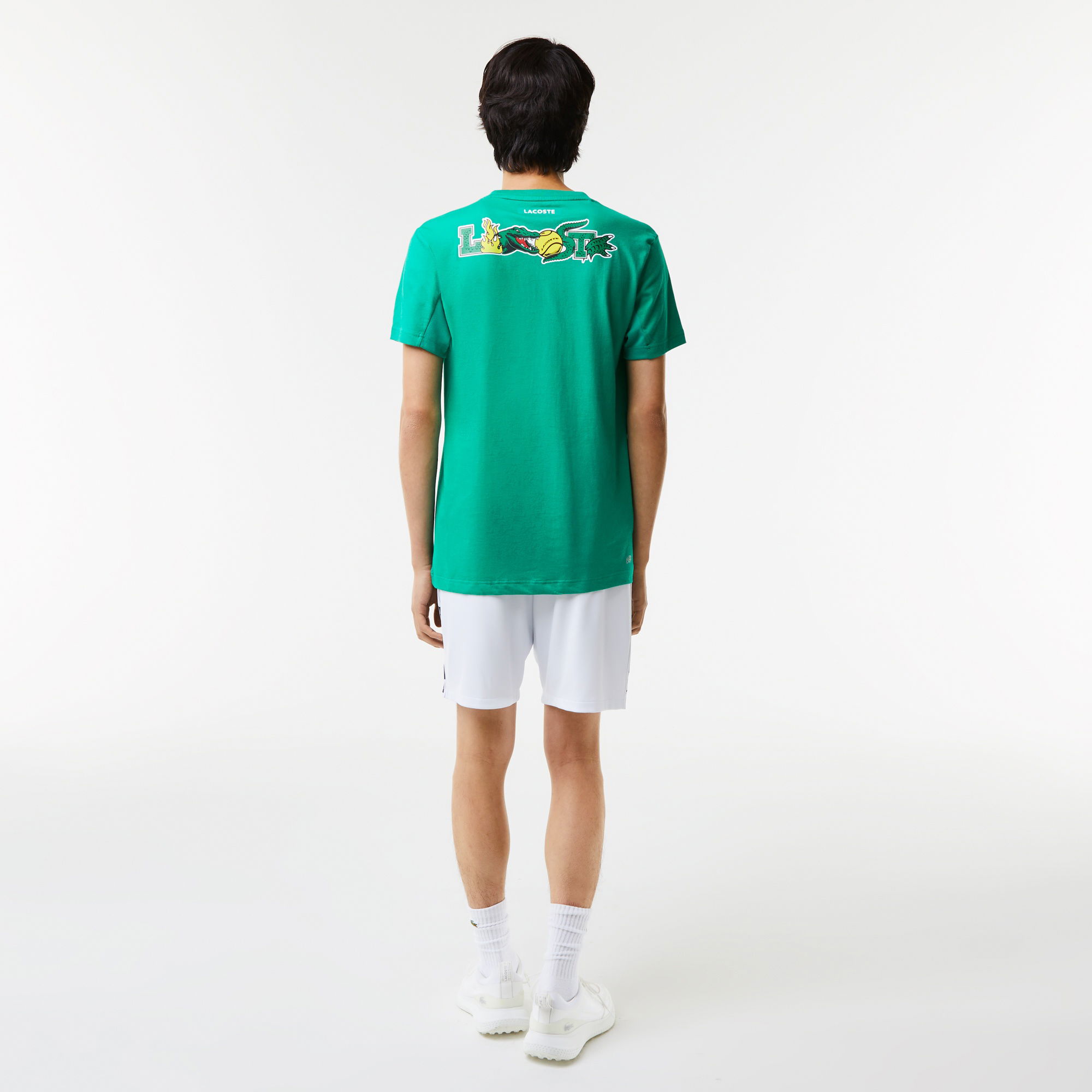 Lacoste SPORT Erkek Regular Fit Bisiklet Yaka Baskılı Yeşil T-Shirt