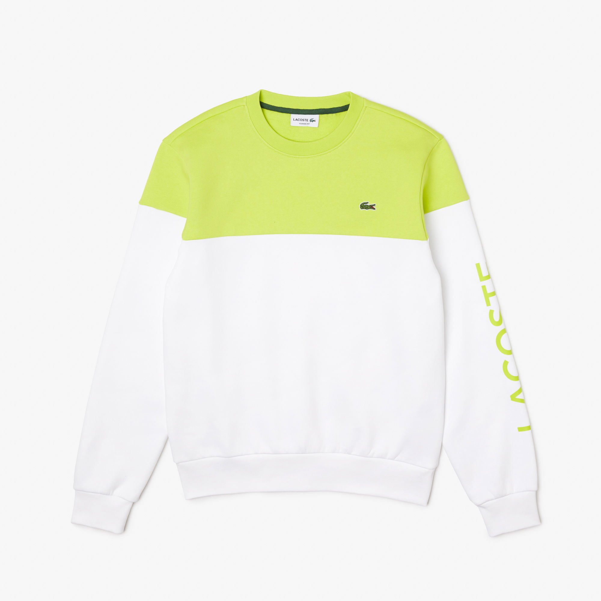 Lacoste Erkek Regular Fit Bisiklet Yaka Renk Bloklu Beyaz Sweatshirt