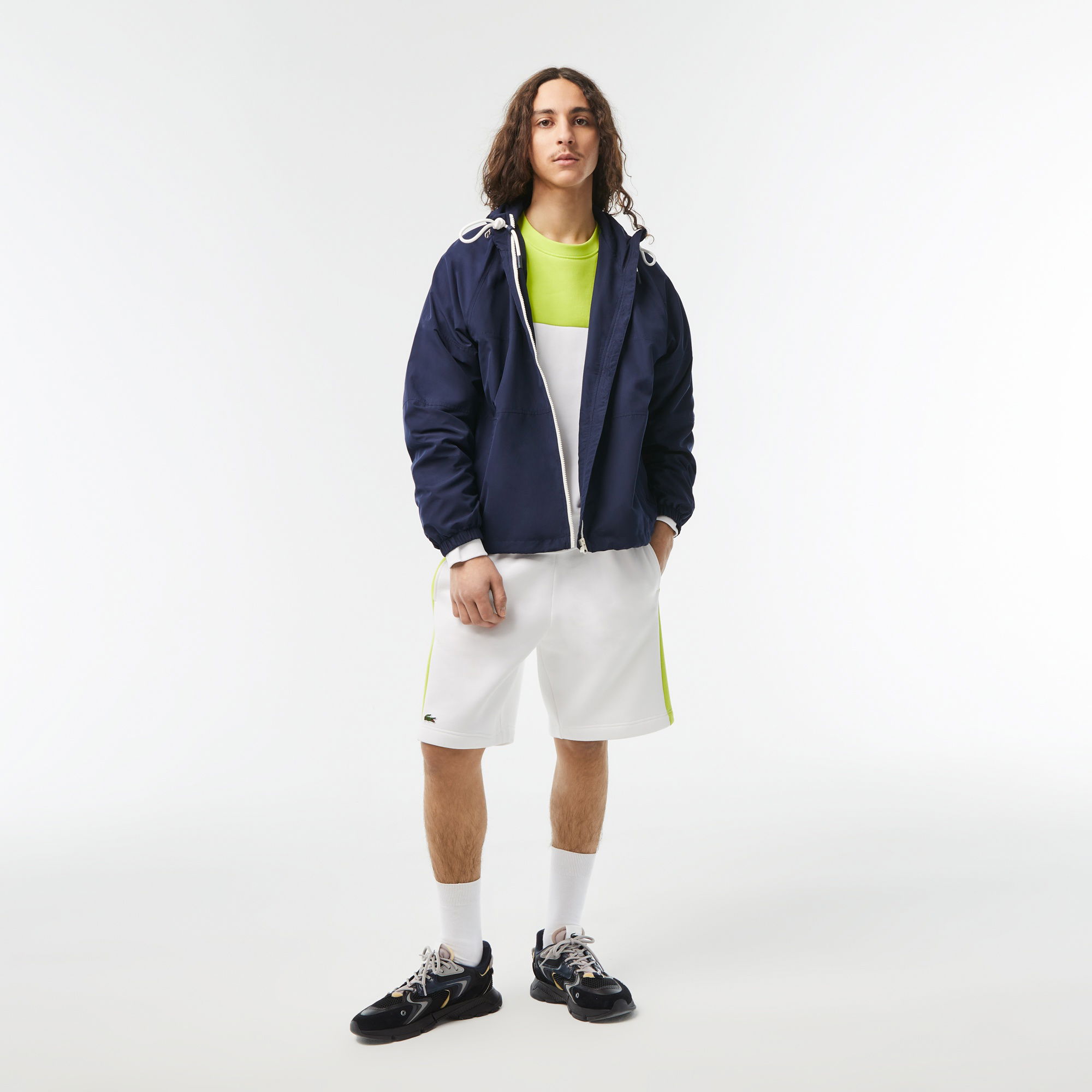 Lacoste Erkek Regular Fit Bisiklet Yaka Renk Bloklu Beyaz Sweatshirt