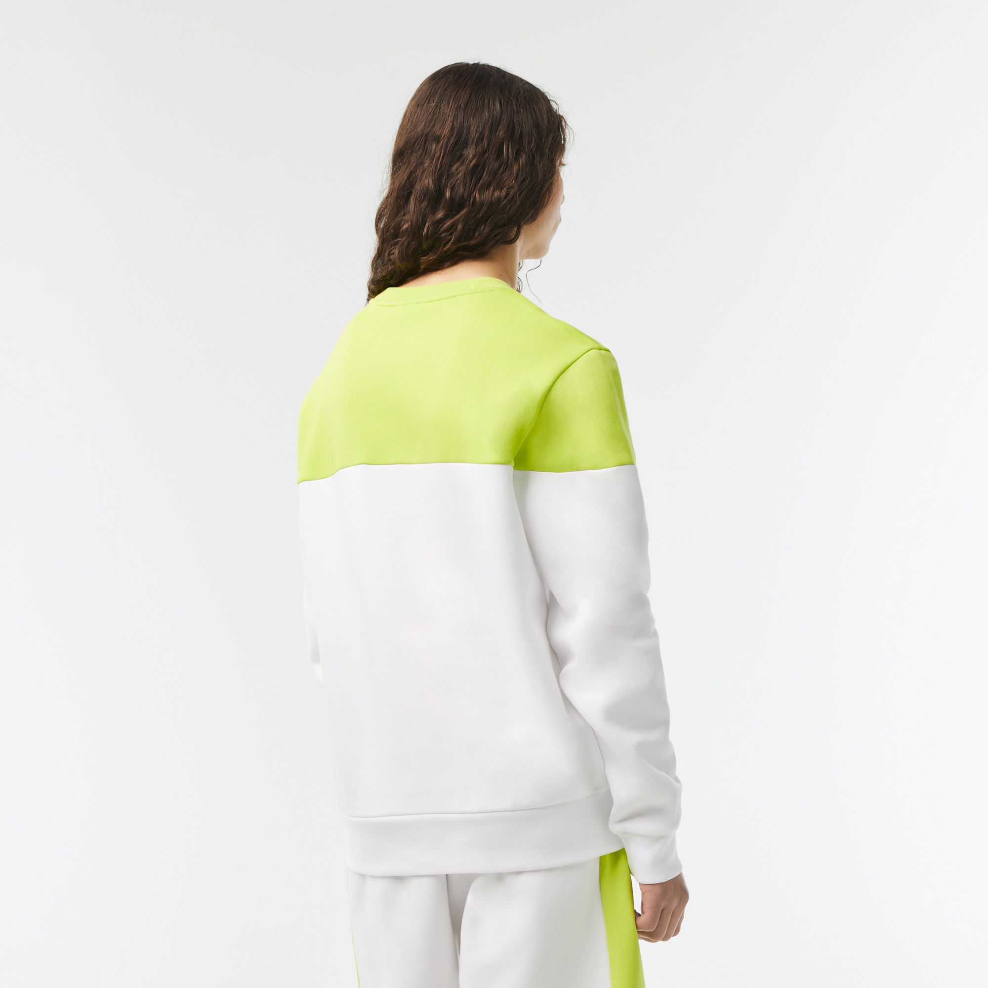 Lacoste Erkek Regular Fit Bisiklet Yaka Renk Bloklu Beyaz Sweatshirt