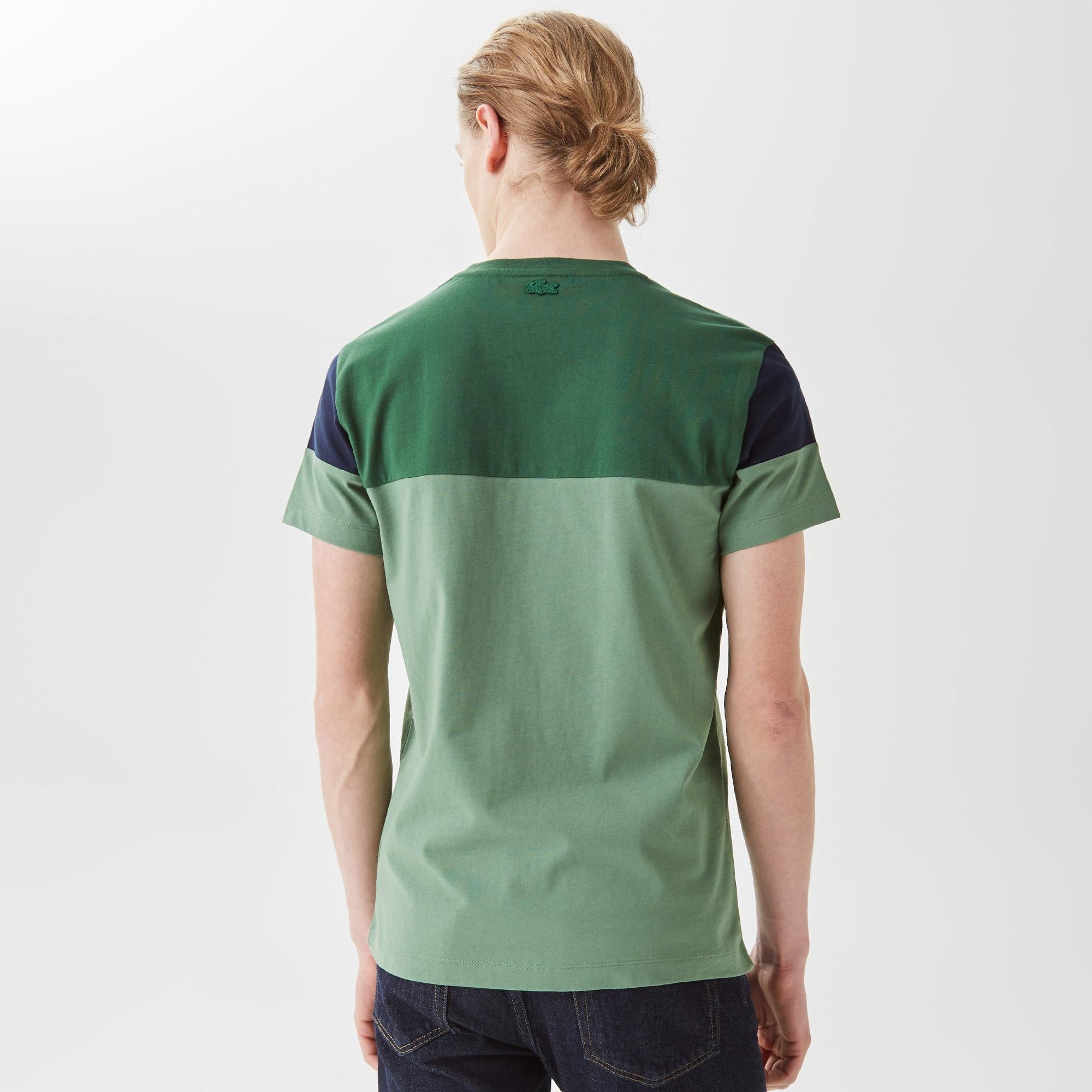 Lacoste Erkek Slim Fit Bisiklet Yaka Renk Bloklu Yeşil T-Shirt