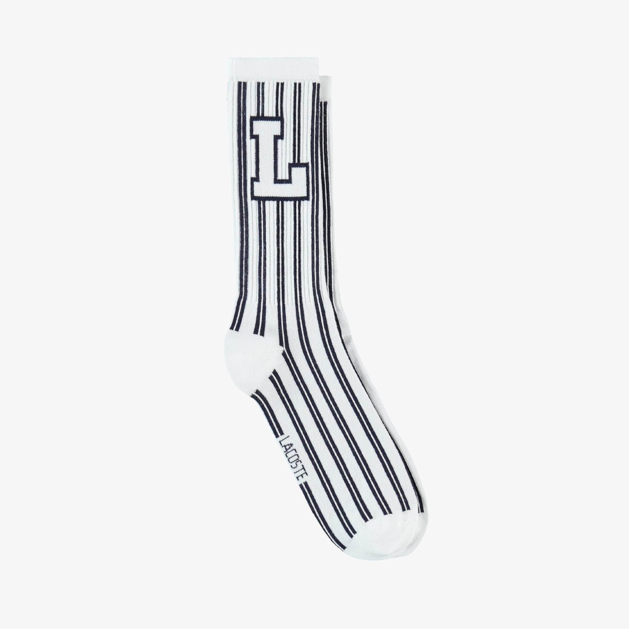 Lacoste Unisex Çizgili Beyaz Çorap
