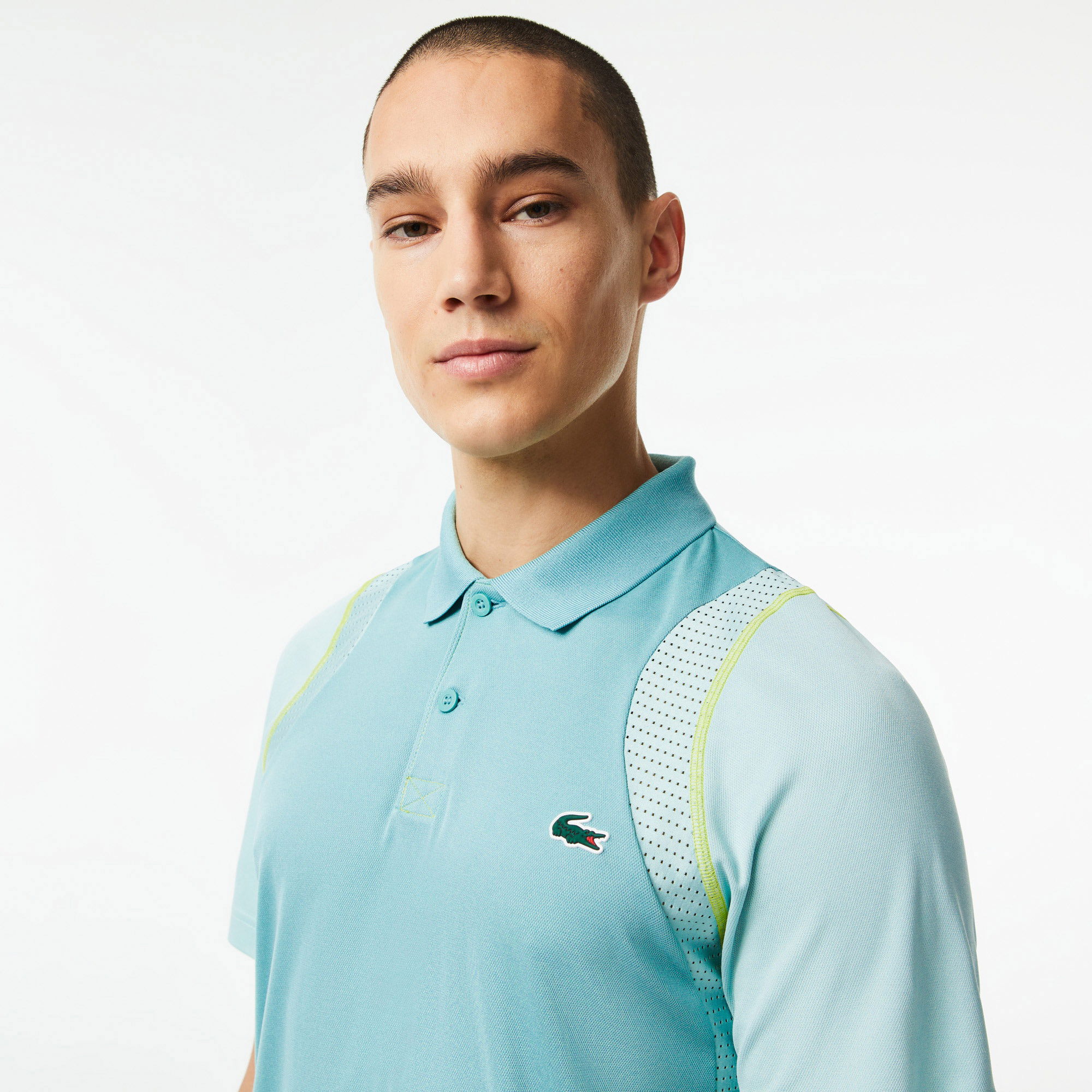 Lacoste SPORT Erkek Regular Fit Renk Bloklu Yeşil Polo