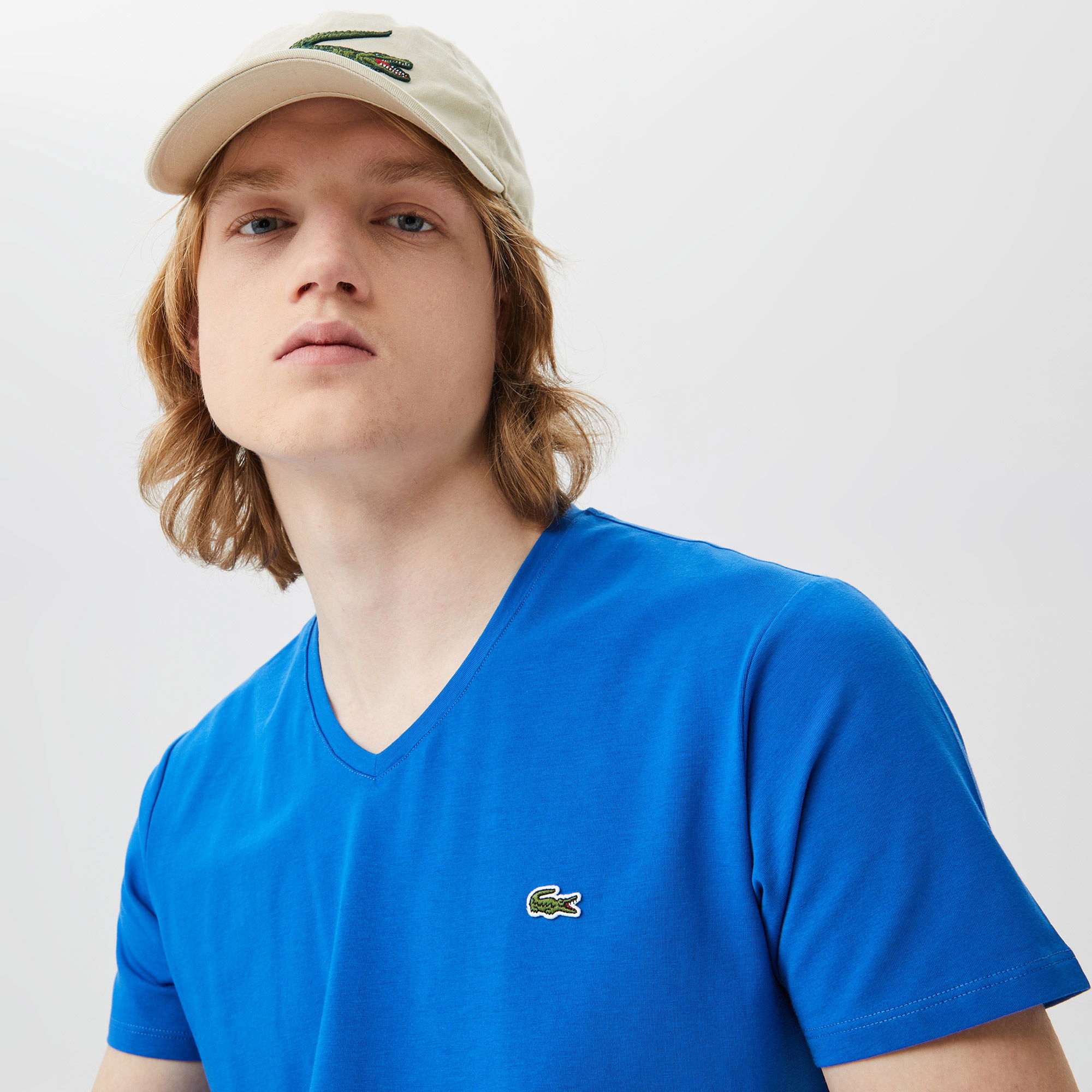 Lacoste Erkek Slim Fit V Yaka Lacivert T-Shirt