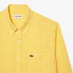 Lacoste Erkek Regular Fit Düğmeli Yaka Keten Sarı Gömlek