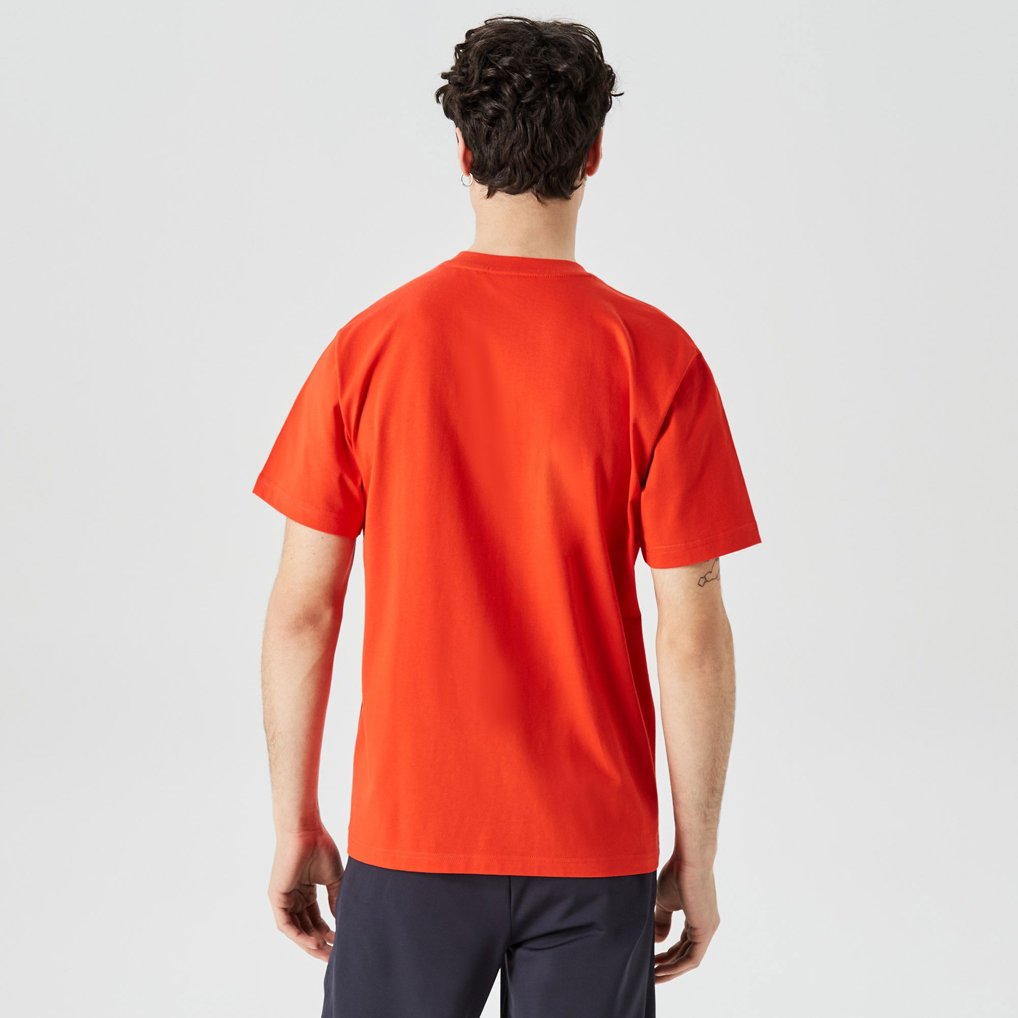 Lacoste Erkek Relaxed Fit Bisiklet Yaka Baskılı Kırmızı T-Shirt